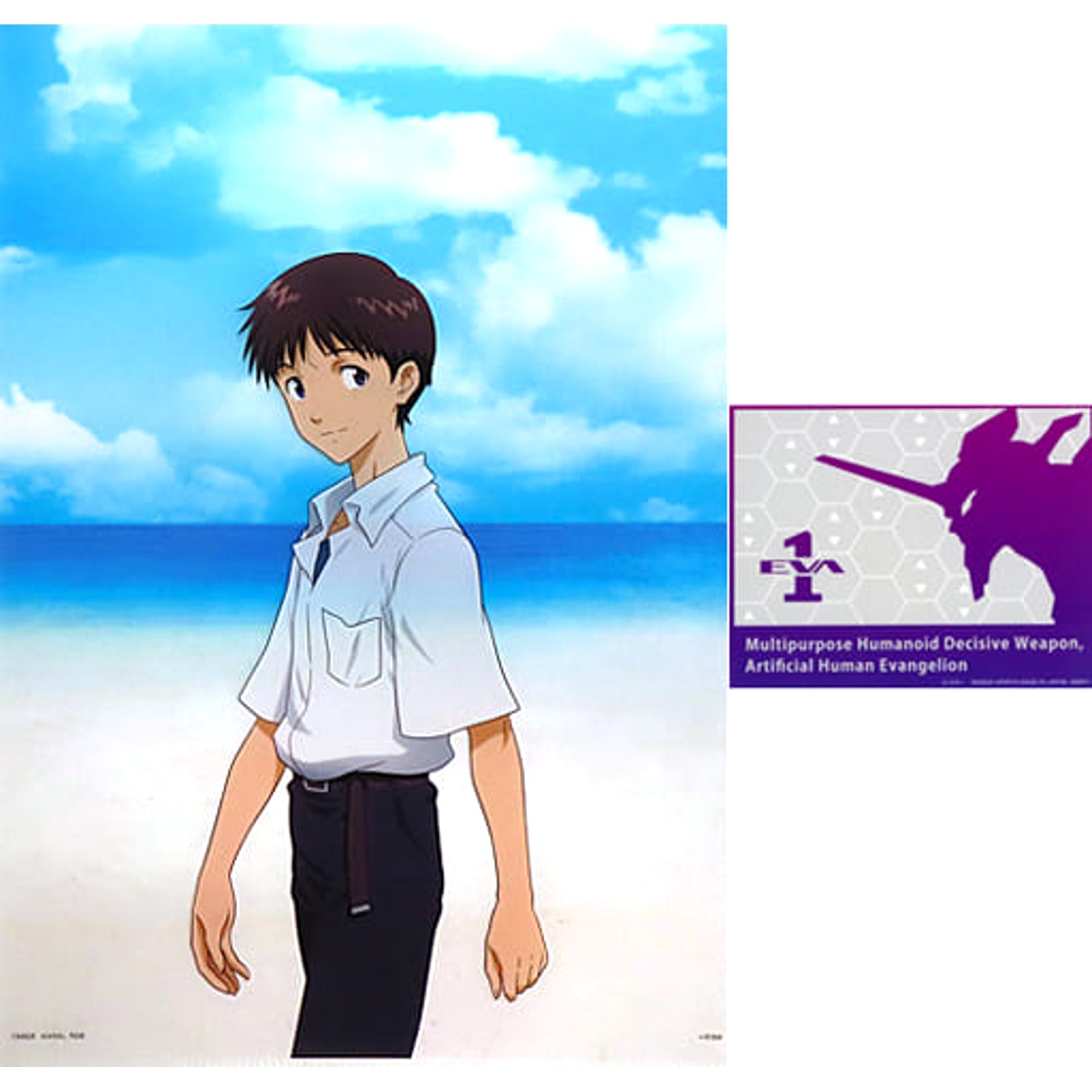 Evangelion Shinji Ikari Eva First Unit Ichiban Kuji Zenryoku Shisso! A4 Clear File & Sticker Set Prize K [USED]