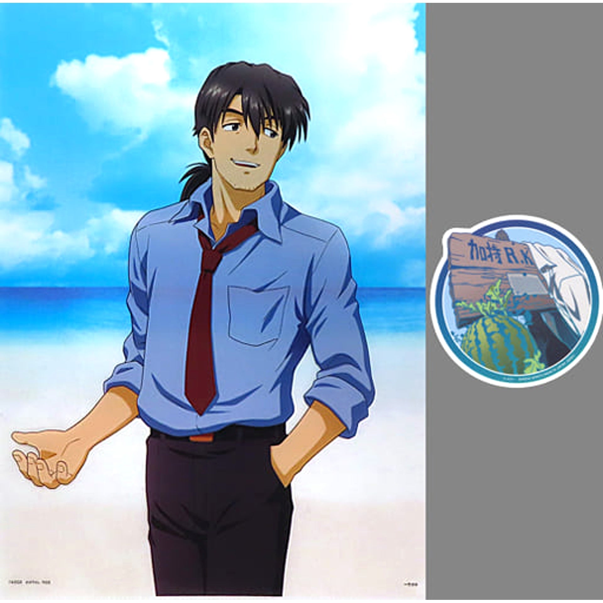 Evangelion Ryoji Kaji Watermelon Field Ichiban Kuji Zenryoku Shisso! A4 Clear File & Sticker Set Prize K [USED]