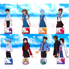 Evangelion Shinji Ikari & Others All 8 Types Set Ichiban Kuji Zenryoku Shisso! A4 Clear File & Sticker Set Prize K [USED]