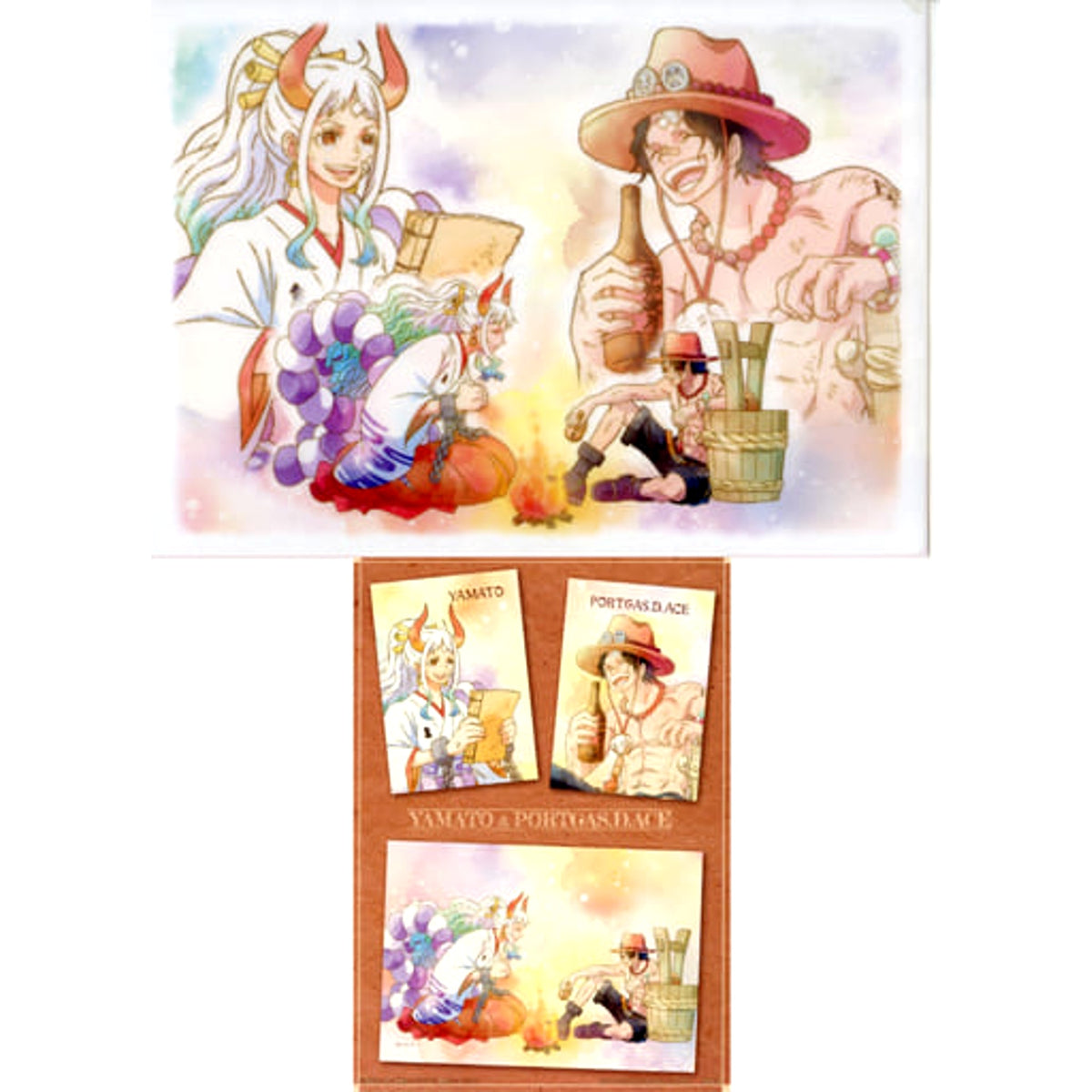 One Piece Yamato Ace Ichiban Kuji Emotional Stories 2 A4 Clear File & Sticker Set Prize H [USED]