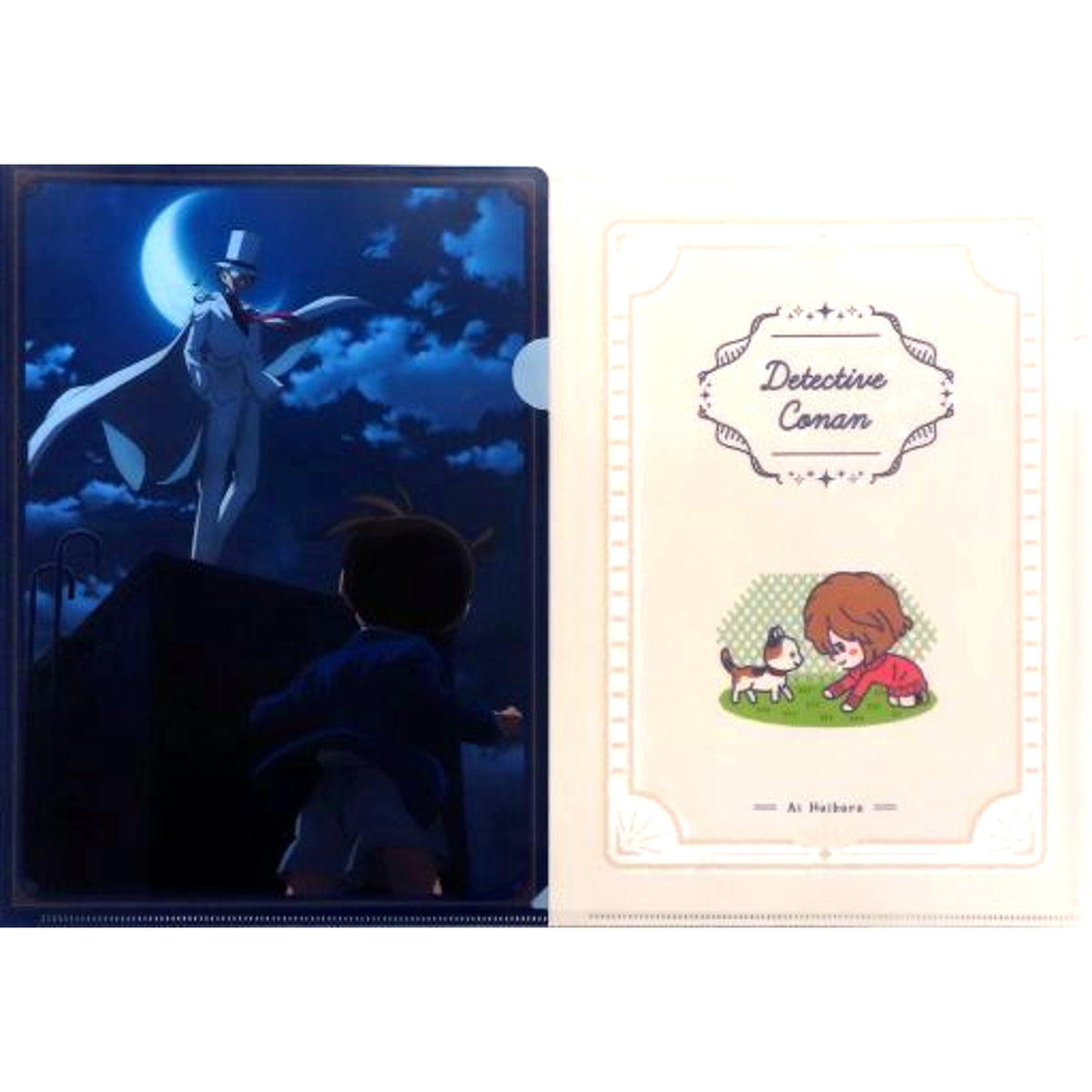 Conan Edogawa vs Kaitou Kid L Prize A4 Clear File Set of 2 Sega Lucky Kuji Detective Conan Memorial Cut [USED]