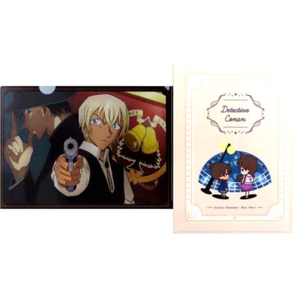 Toru Amuro & Scar Akai Jet-Black Mystery Train L Prize Detective Conan Memorial Cut A4 Clear File 2 Piece Set Sega Lucky Kuji [USED]