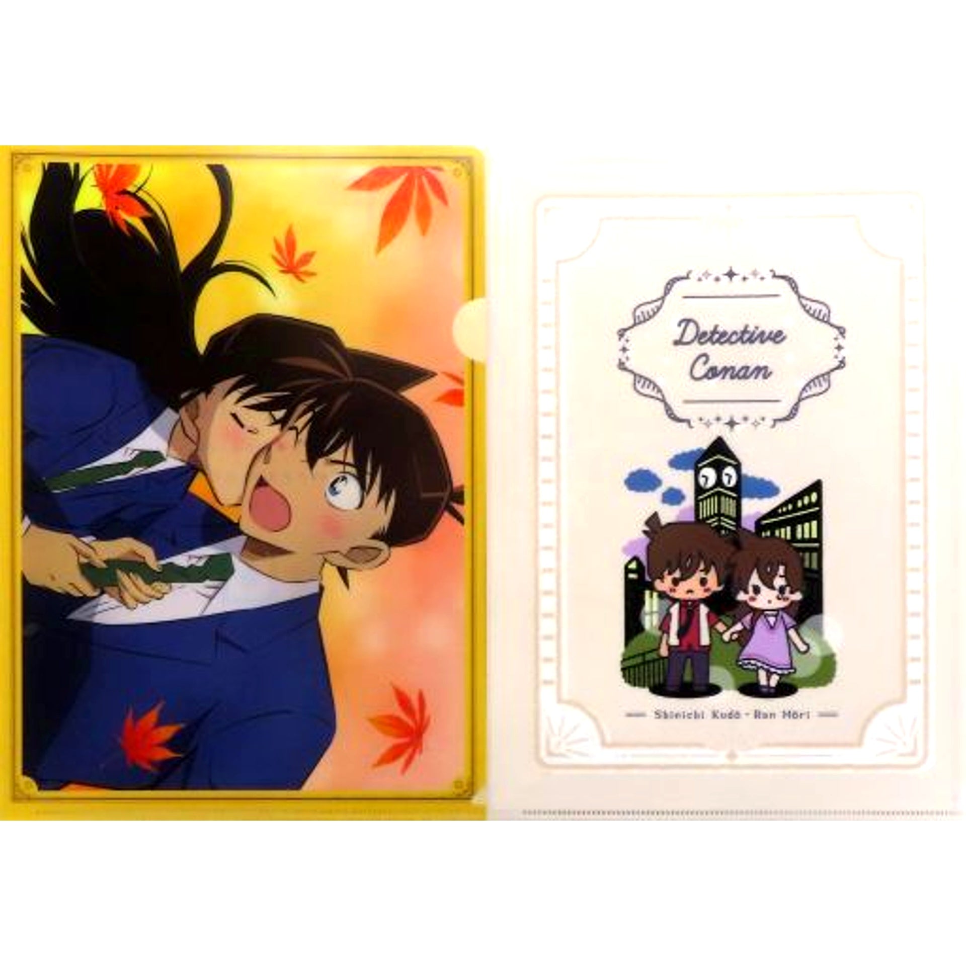Shinichi Kudo & Ran Mouri - The Crimson School Trip L Prize A4 Clear File Set of 2 Sega Lucky Kuji Detective Conan Memorial Cut [USED]