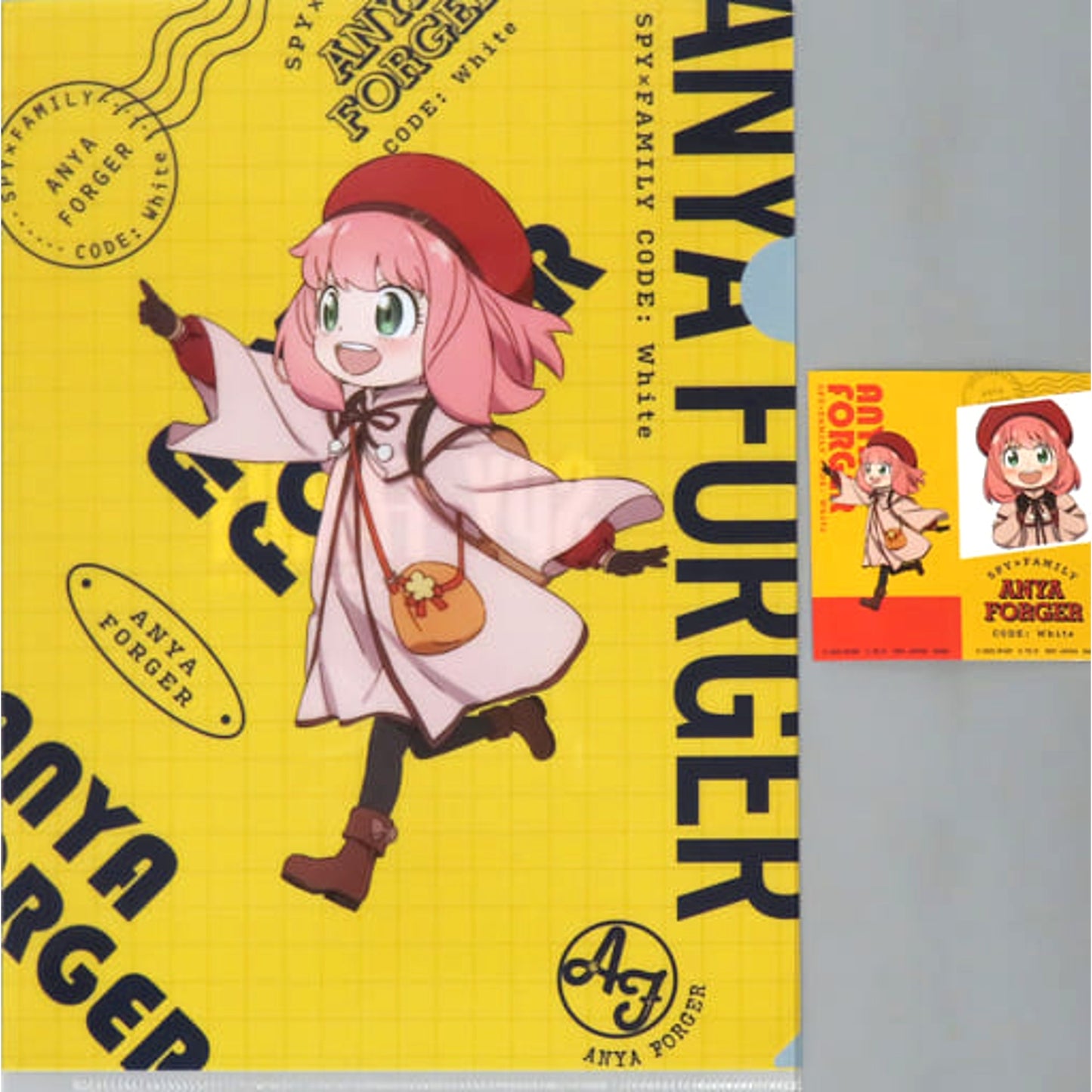 Spy x Family Code: White Anya Forger Look Sideways Ichiban Kuji A4 Clear File & Sticker Set Prize H [USED]