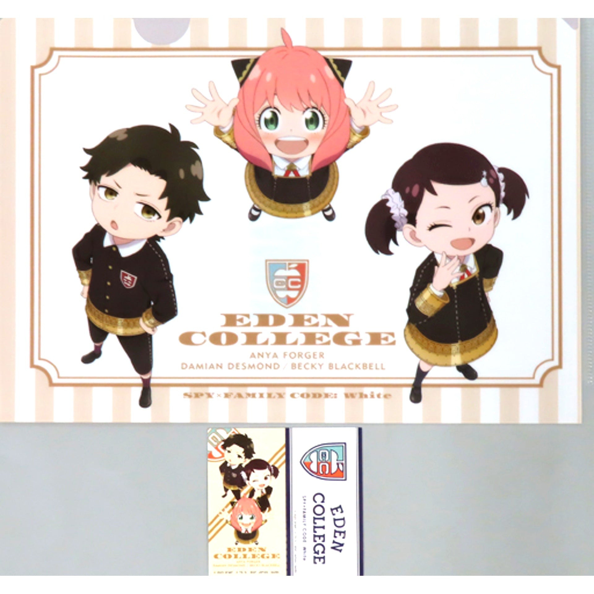 Anya and Damian and Becky A4 Clear File and Sticker Set Ichiban Kuji Movie SPY x FAMILY CODE White Prize H [USED]