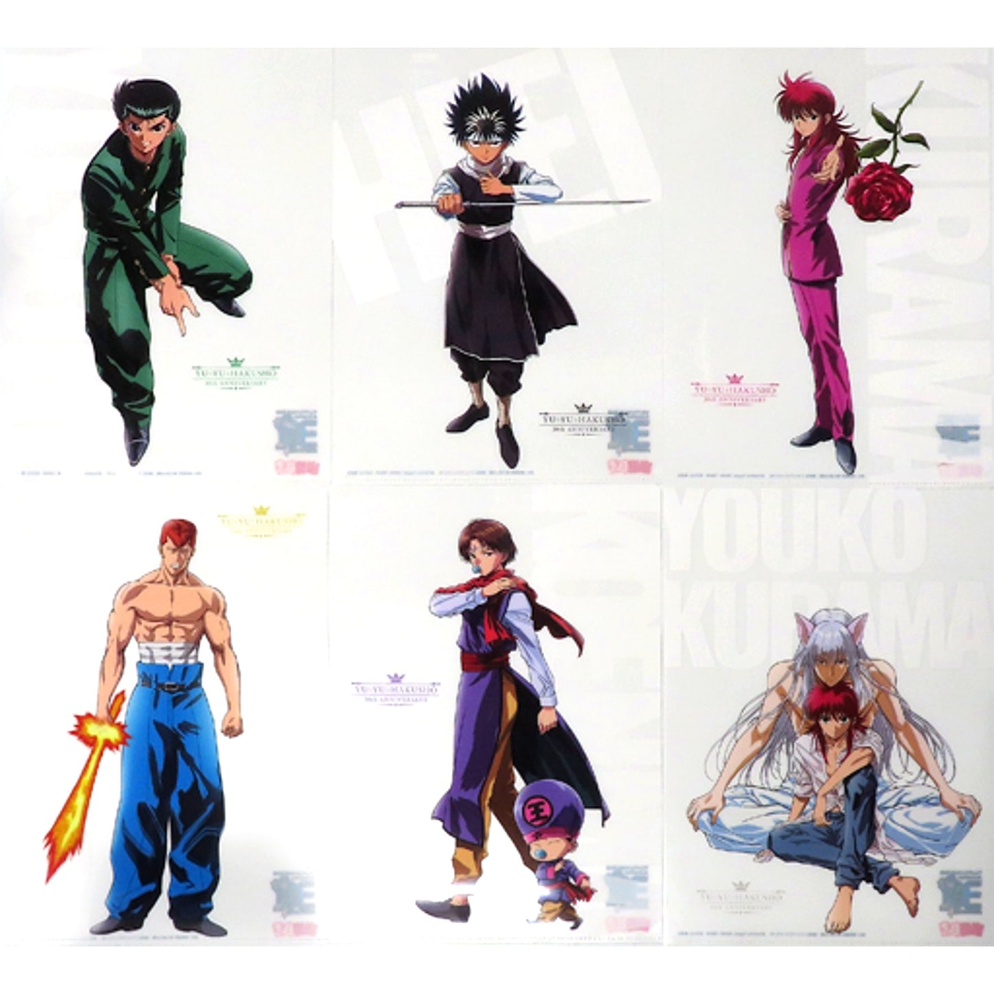 Set of 6 Group Studio Pierrot 30th Anniv Illustration A4 Clear File Set YuYu Hakusho [USED]