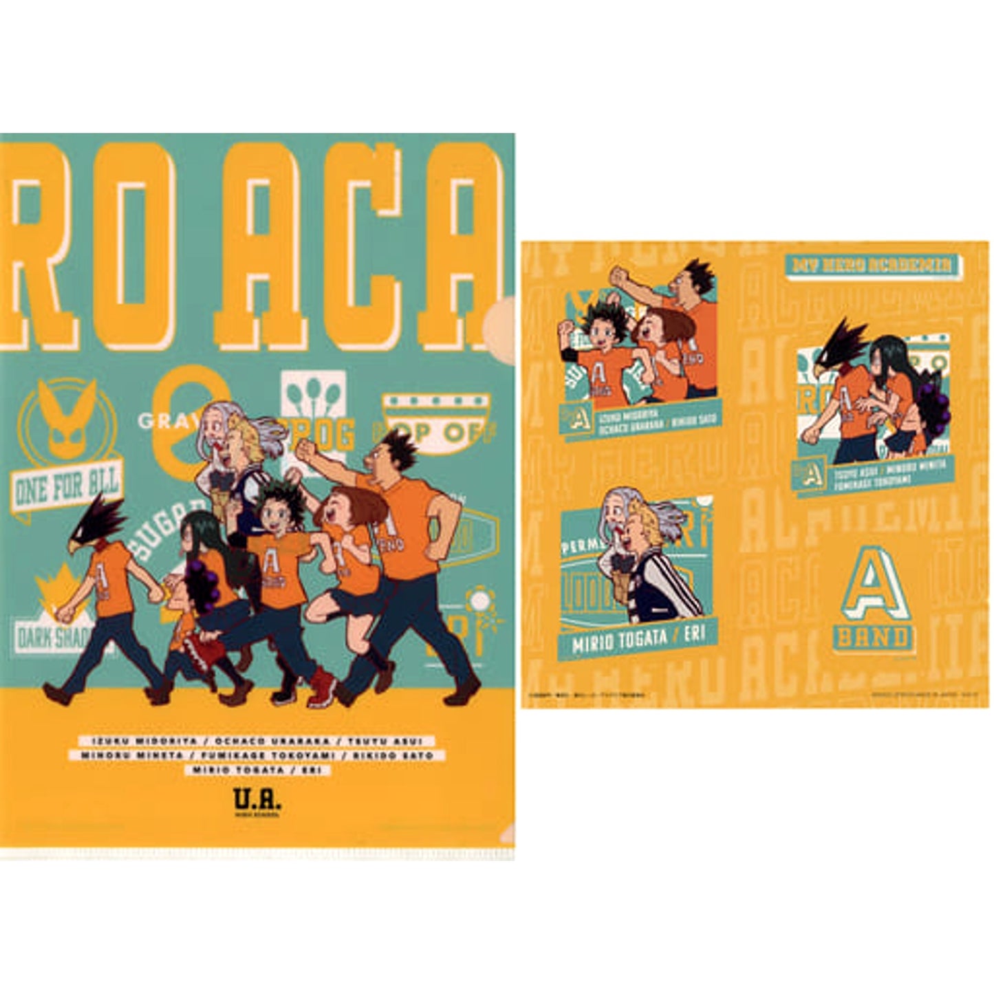 My Hero Academia Fumikage Tokoyami & Others Orange Ichiban Kuji Tarenagase! Bunkasai! A4 Clear File & Sticker Prize I [USED]