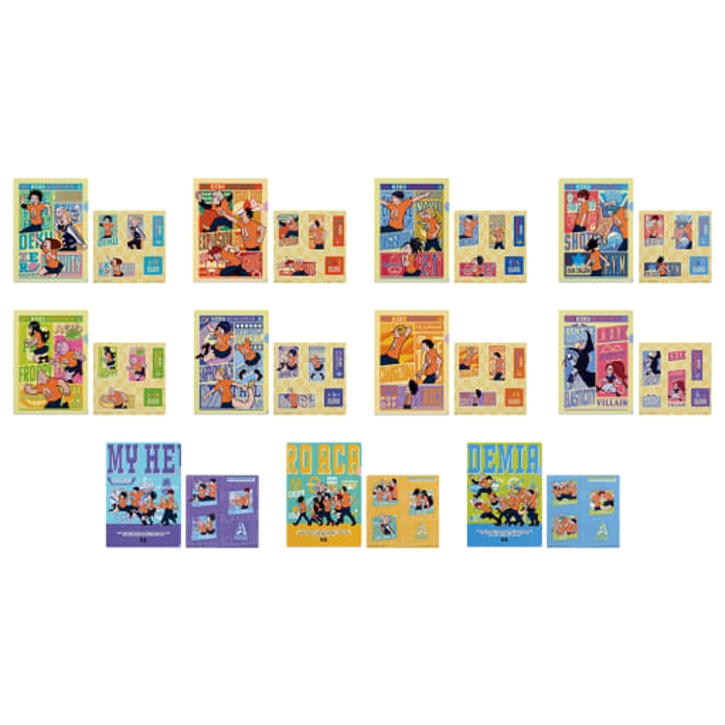My Hero Academia Izuku Midoriya & Others All 11 Types Set Ichiban Kuji Tarenagase! Bunkasai! A4 Clear File & Sticker Prize I [USED]