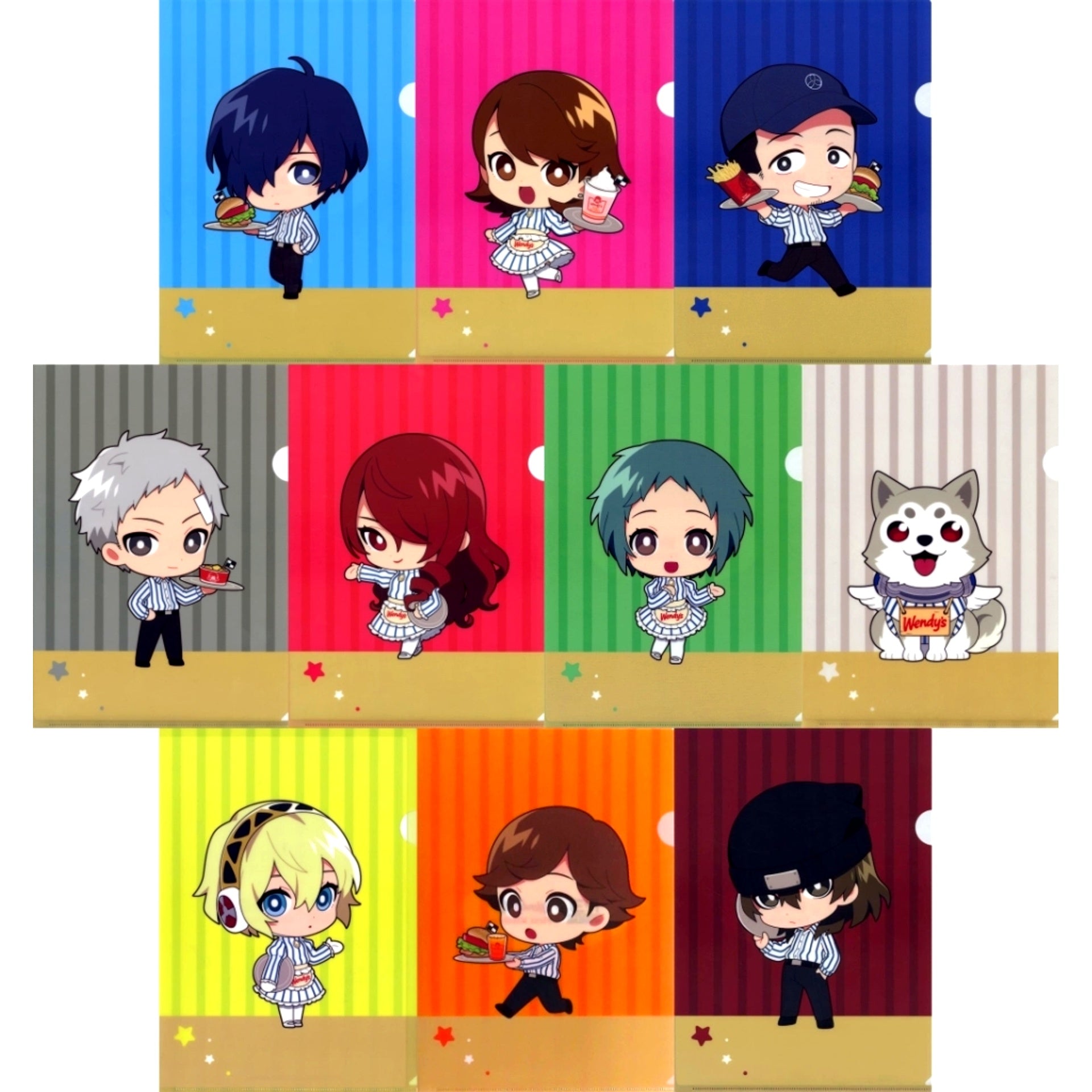 Set of 10 Original A4 Clear File Persona 3 Reload x Wendy's First Kitchen Flavor Potato Order Bonus [USED]