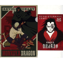 One Piece Monkey D. Dragon Ichiban Kuji Flame of Revolution A4 Clear File & Sticker Set Prize F [USED]