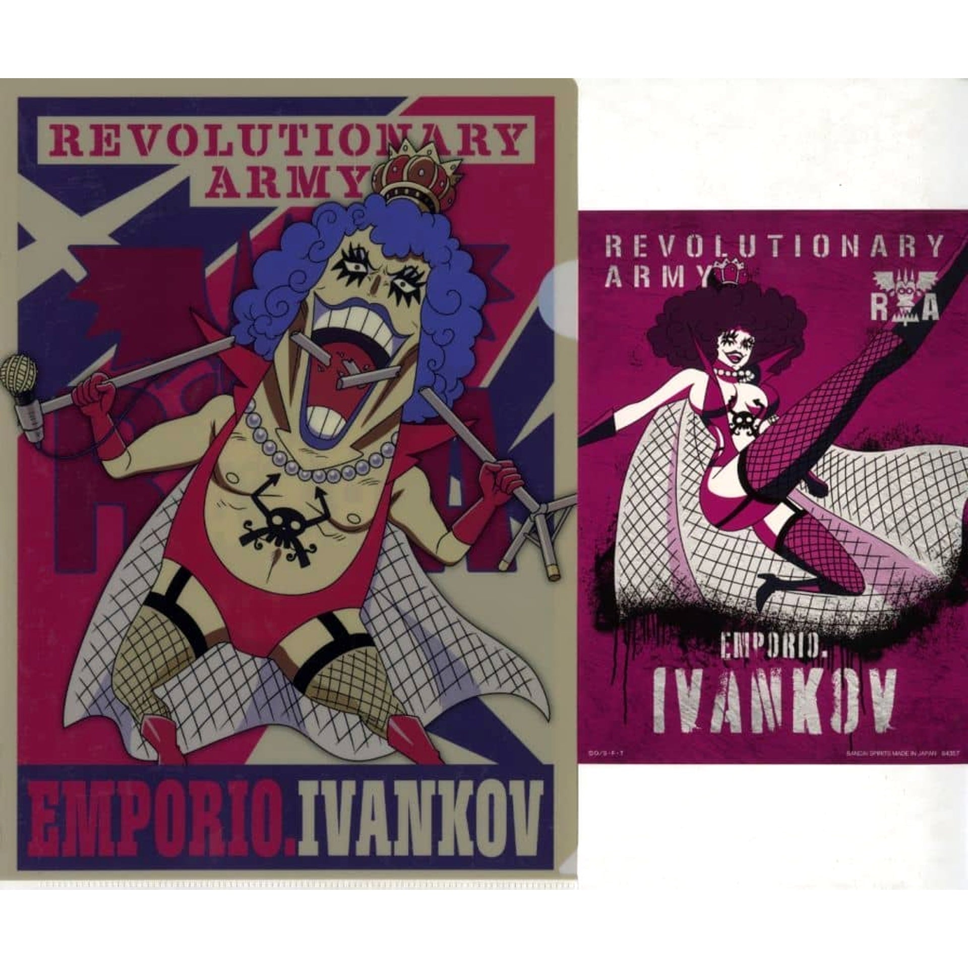 One Piece Emporio Ivankov Ichiban Kuji Flame of Revolution A4 Clear File & Sticker Set Prize F [USED]