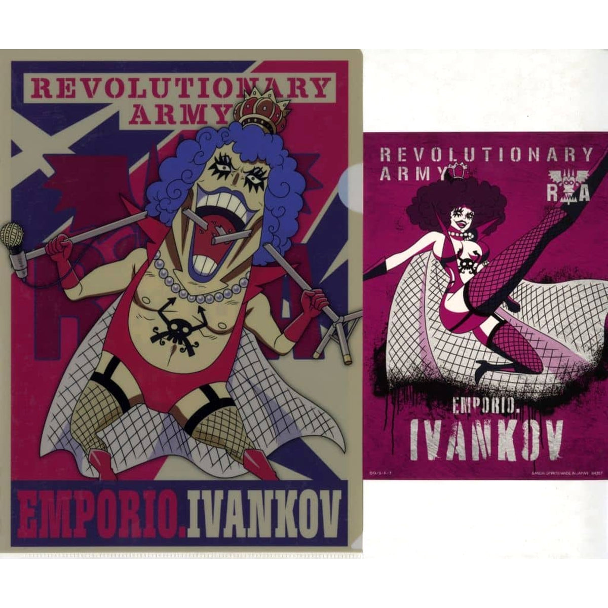 One Piece Emporio Ivankov Ichiban Kuji Flame of Revolution A4 Clear File & Sticker Set Prize F [USED]