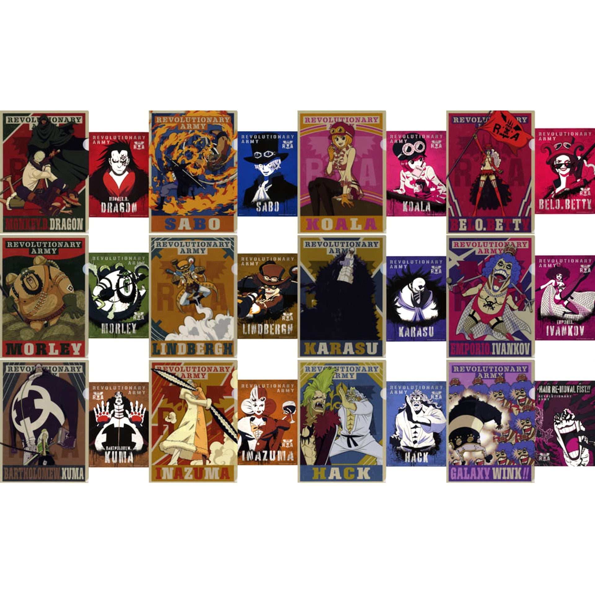 One Piece Monkey D. Dragon & Others All 12 Types Set Ichiban Kuji Flame of Revolution A4 Clear File & Sticker Set Prize F [USED]