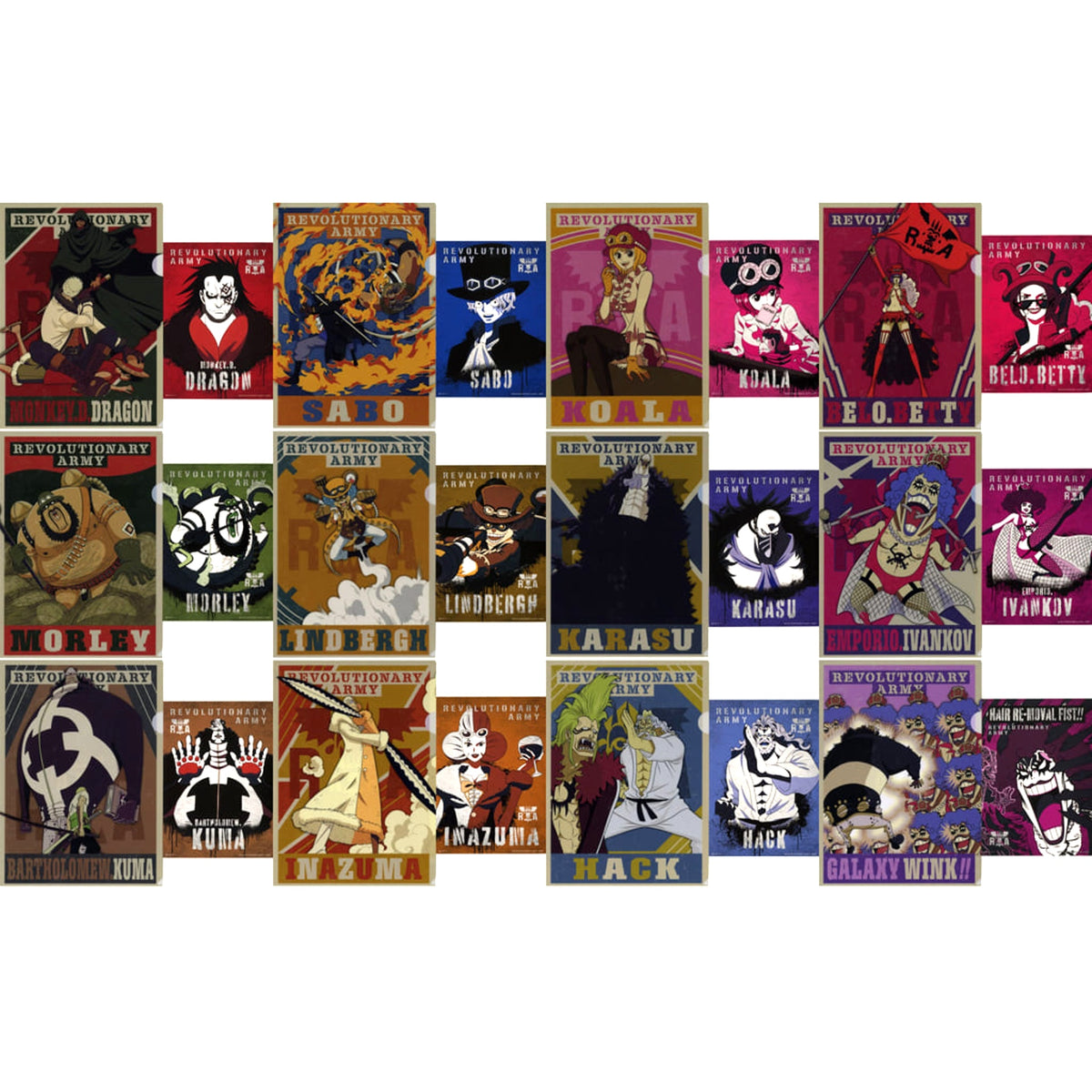 One Piece Monkey D. Dragon & Others All 12 Types Set Ichiban Kuji Flame of Revolution A4 Clear File & Sticker Set Prize F [USED]