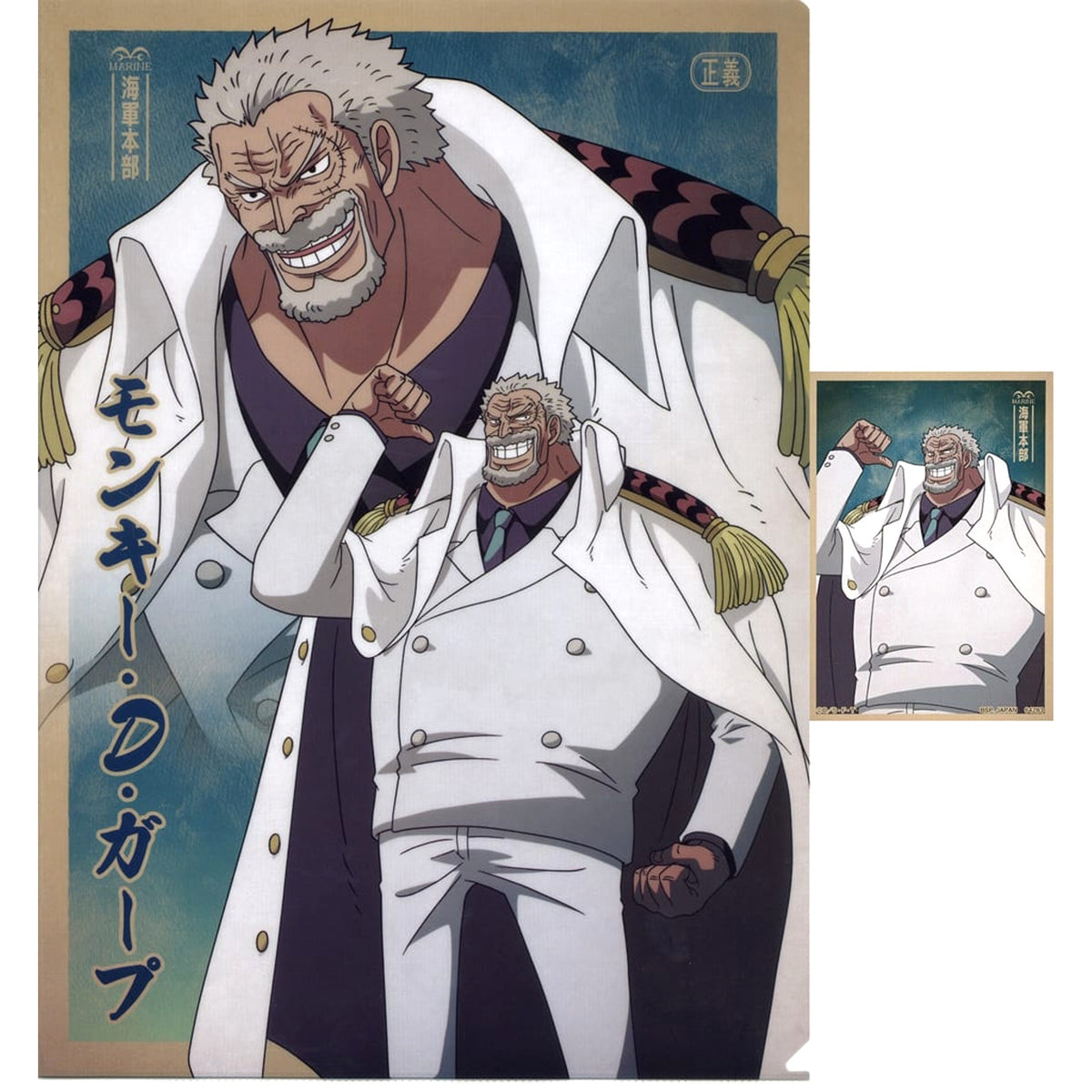 One Piece Monkey D. Garp Ichiban Kuji Absolute Justice A4 Clear File & Sticker Prize G [USED]