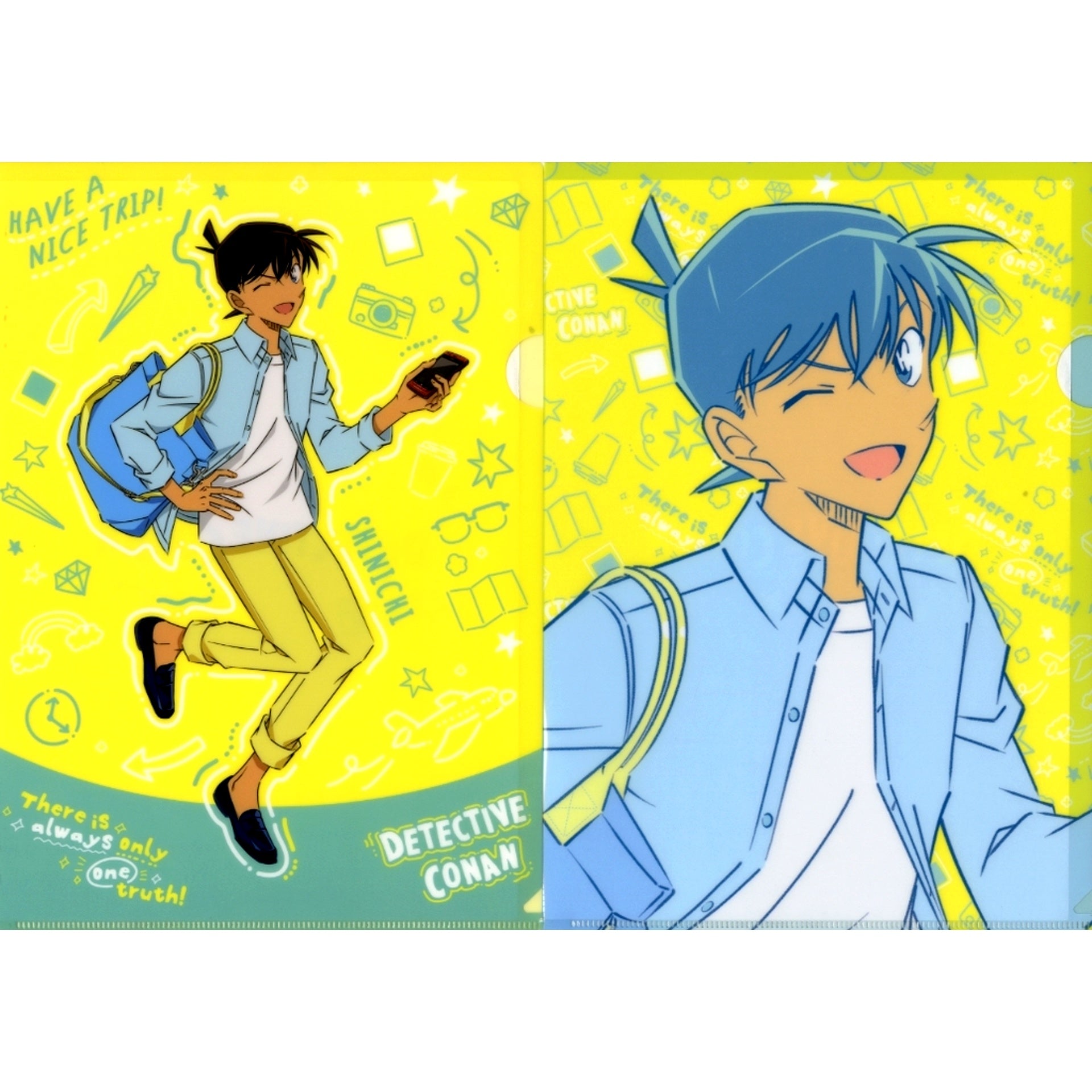 Shinichi Kudo K Prize Detective Conan Good Day Good Travel A4 Clear File 2 Piece Set Sega Lucky Kuji [USED]