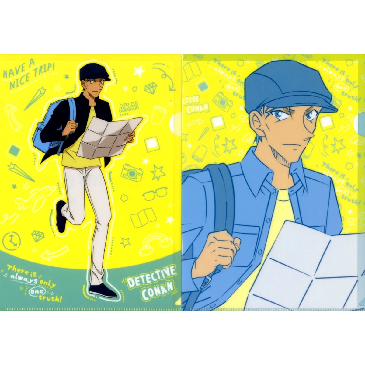 Shuichi Akai K Prize Detective Conan Good Day Good Travel A4 Clear File 2 Piece Set Sega Lucky Kuji [USED]