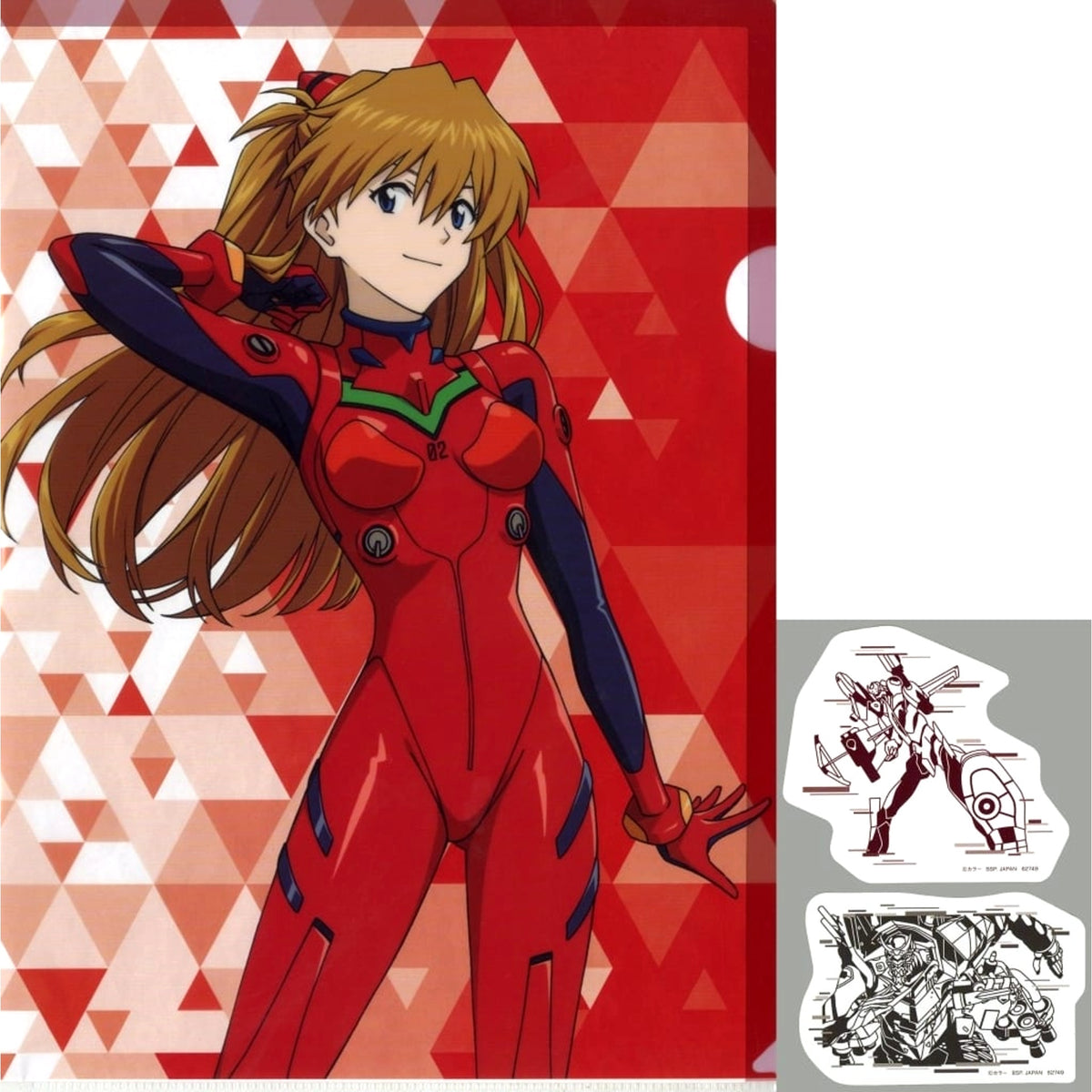 Evangelion Asuka Shikinami Langley Plug Suit Twin Tail Ichiban Kuji The Angels Are Invading! A4 Clear File & Sticker Set Prize H [USED]