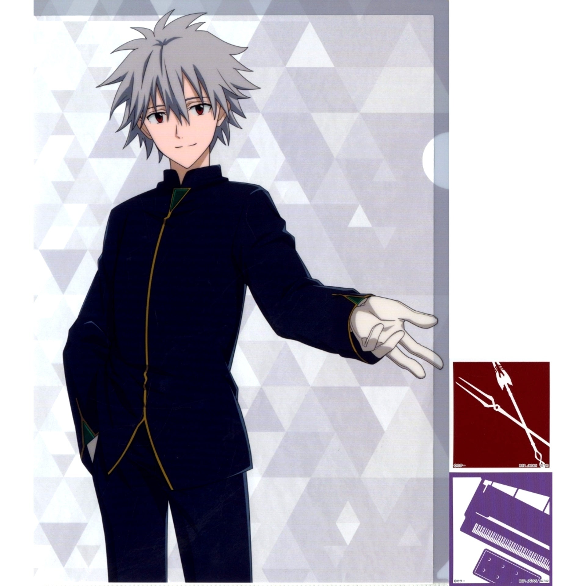 Kaworu Nagisa Commander Uniform A4 Clear File and Sticker Set H Prize Ichiban Kuji Evangelion Shito Shinshoku [USED]