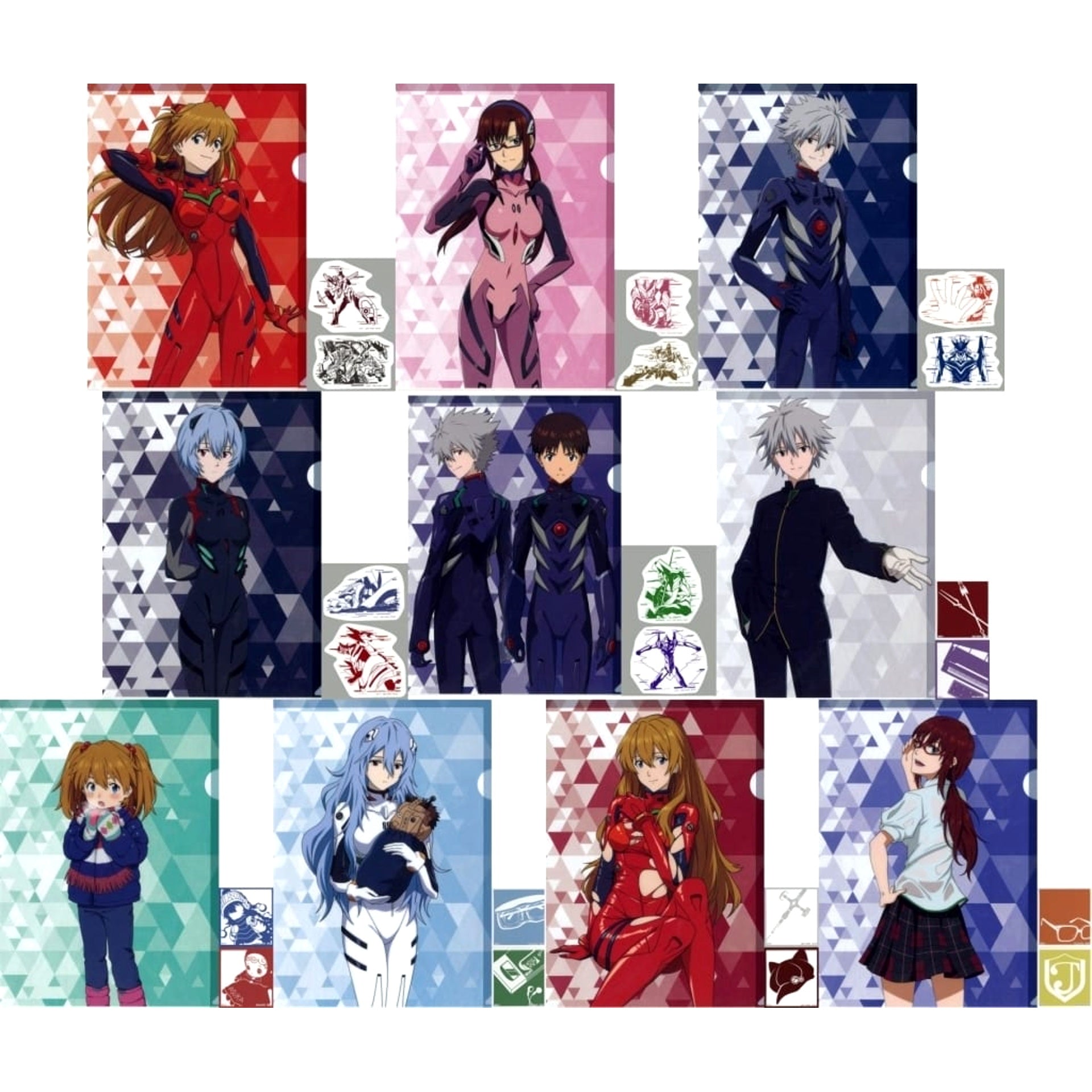 Evangelion Asuka Shikinami Langley & Others All 10 Types Set Ichiban Kuji The Angels Are Invading! A4 Clear File & Sticker Set Prize H [USED]