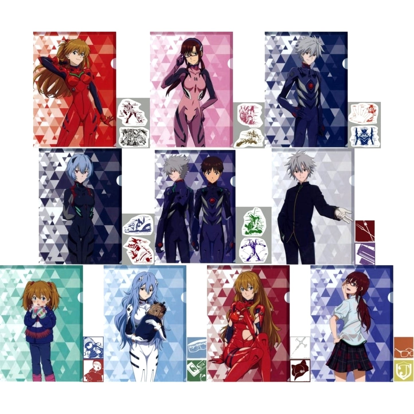 Evangelion Asuka Shikinami Langley & Others All 10 Types Set Ichiban Kuji The Angels Are Invading! A4 Clear File & Sticker Set Prize H [USED]