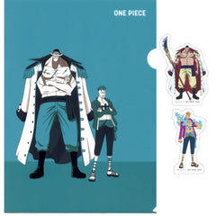 One Piece Edward Newgate Marco Ichiban Kuji Whitebeard Pirates Old Man & Sons A4 Clear File & Sticker Set Prize I [USED]