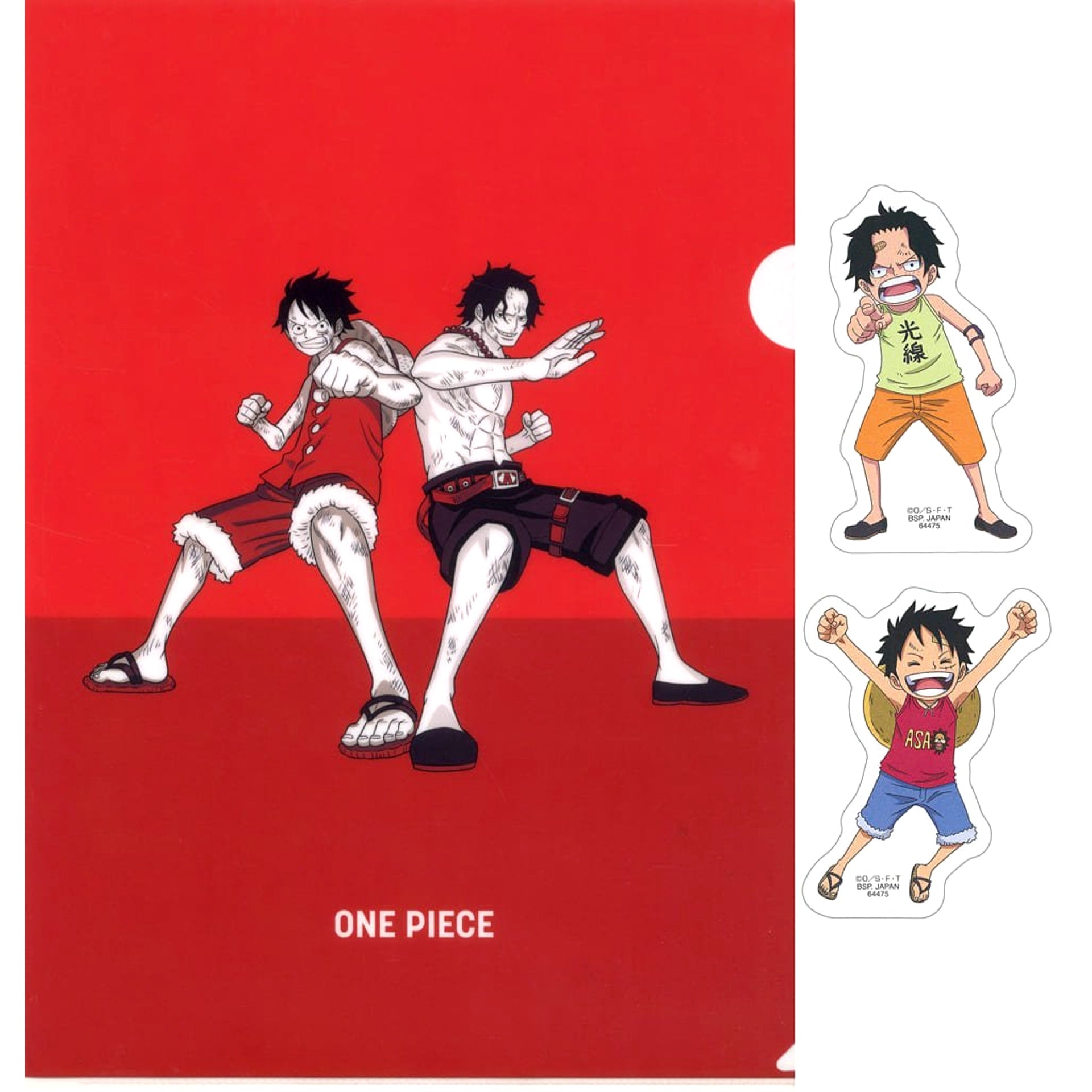 One Piece Monkey D. Luffy Portgas D. Ace Ichiban Kuji Whitebeard Pirates Old Man & Sons A4 Clear File & Sticker Set Prize I [USED]
