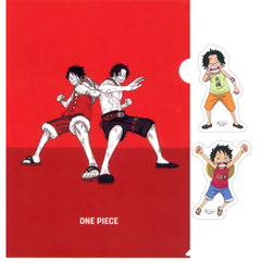 One Piece Monkey D. Luffy Portgas D. Ace Ichiban Kuji Whitebeard Pirates Old Man & Sons A4 Clear File & Sticker Set Prize I [USED]