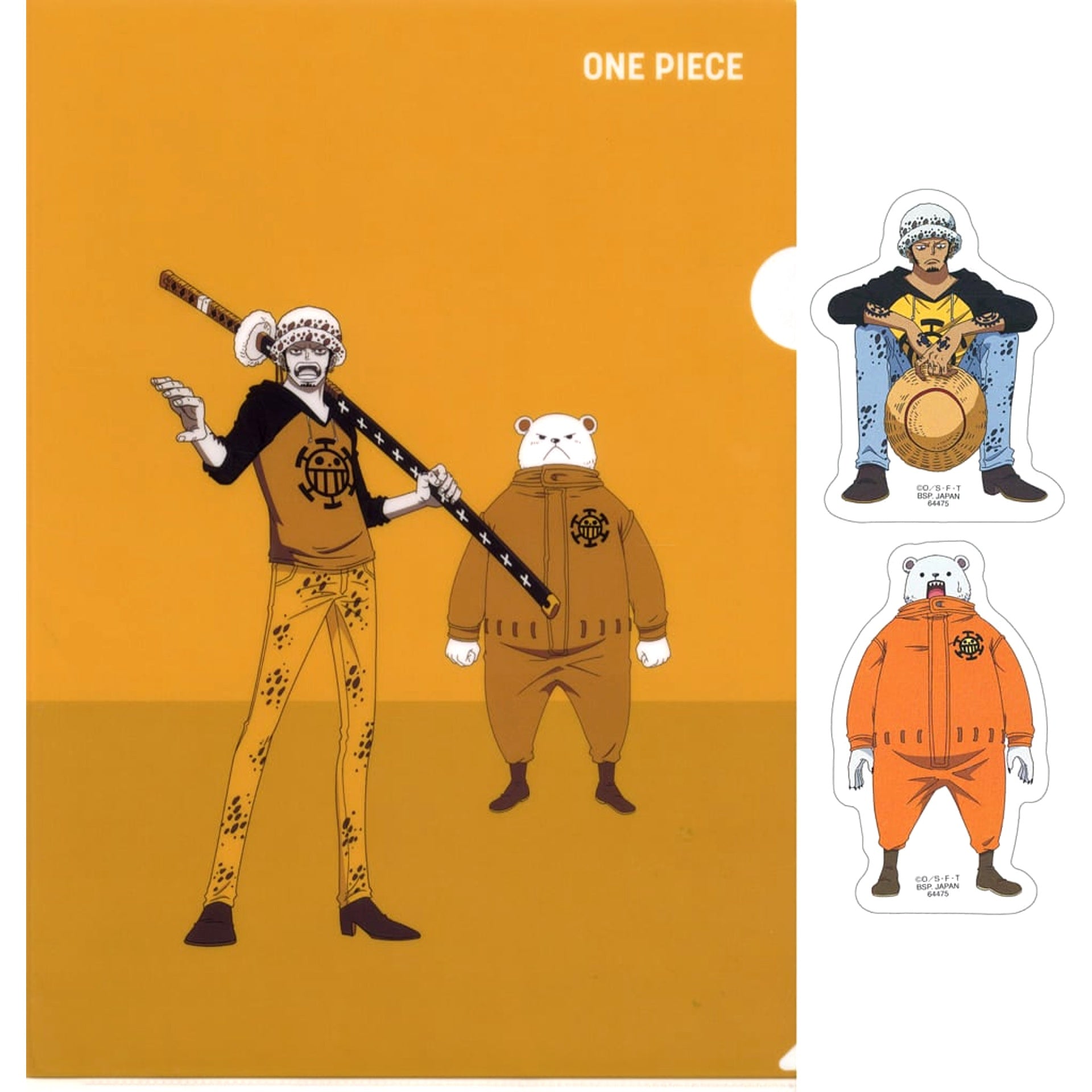 One Piece Trafalgar Law Bepo Ichiban Kuji Whitebeard Pirates Old Man & Sons A4 Clear File & Sticker Set Prize I [USED]