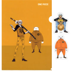 One Piece Trafalgar Law Bepo Ichiban Kuji Whitebeard Pirates Old Man & Sons A4 Clear File & Sticker Set Prize I [USED]