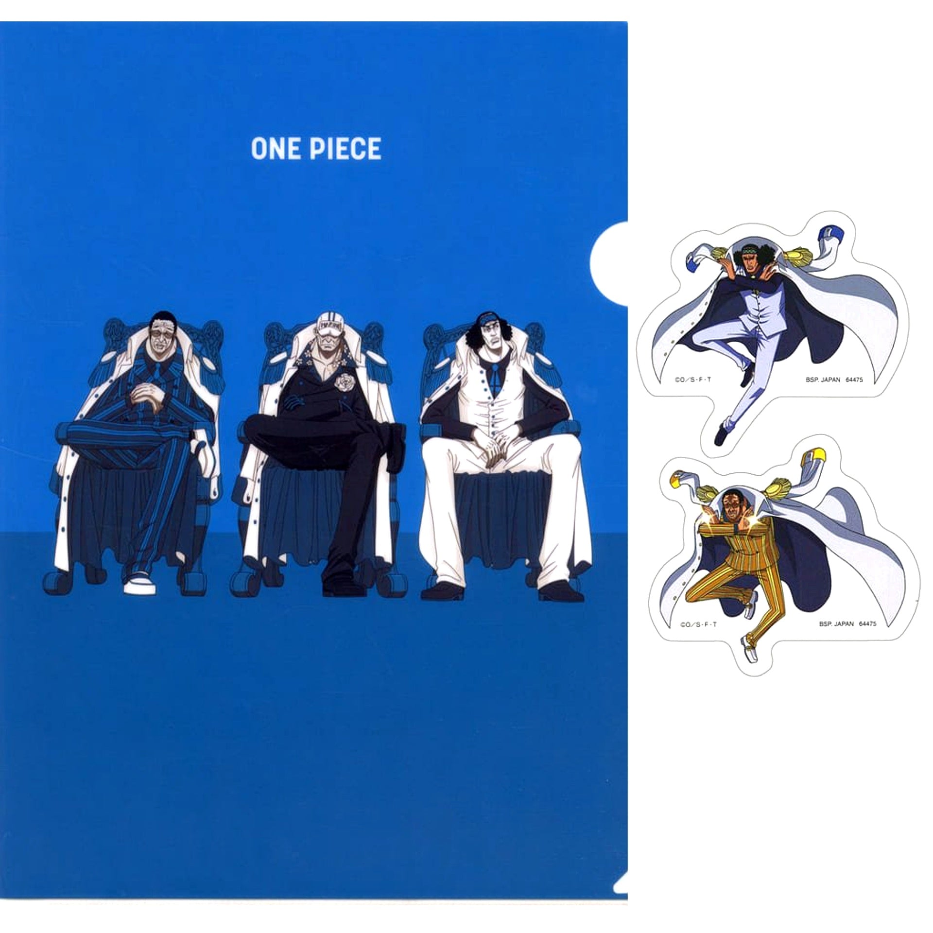 One Piece Three Admirals Ichiban Kuji Whitebeard Pirates Old Man & Sons A4 Clear File & Sticker Set Prize I [USED]