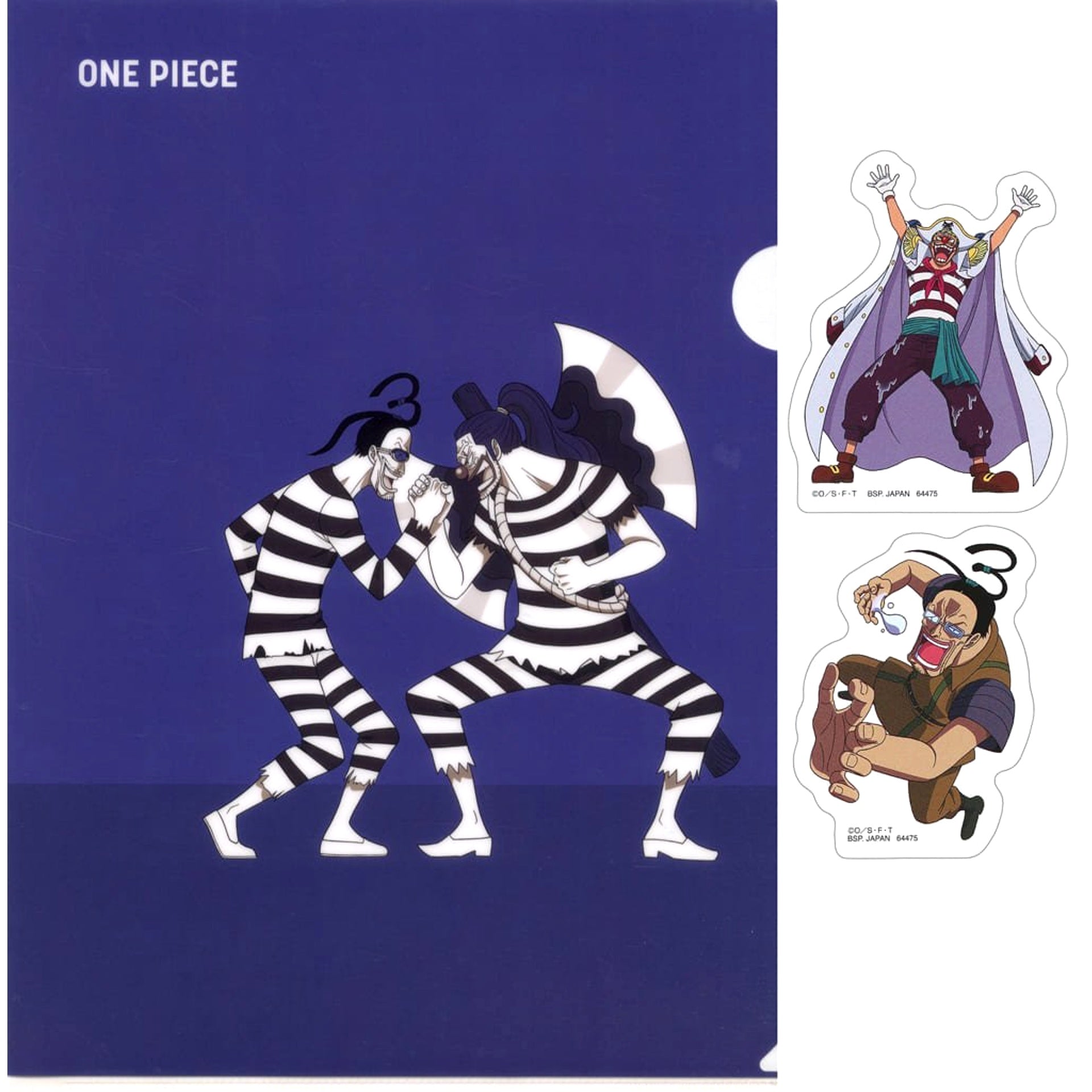 One Piece Buggy Mr.3 Ichiban Kuji Whitebeard Pirates Old Man & Sons A4 Clear File & Sticker Set Prize I [USED]