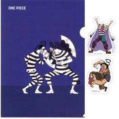 One Piece Buggy Mr.3 Ichiban Kuji Whitebeard Pirates Old Man & Sons A4 Clear File & Sticker Set Prize I [USED]