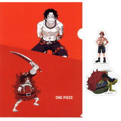 One Piece Portgas D. Ace Oguro Ichiban Kuji Whitebeard Pirates Old Man & Sons A4 Clear File & Sticker Set Prize I [USED]