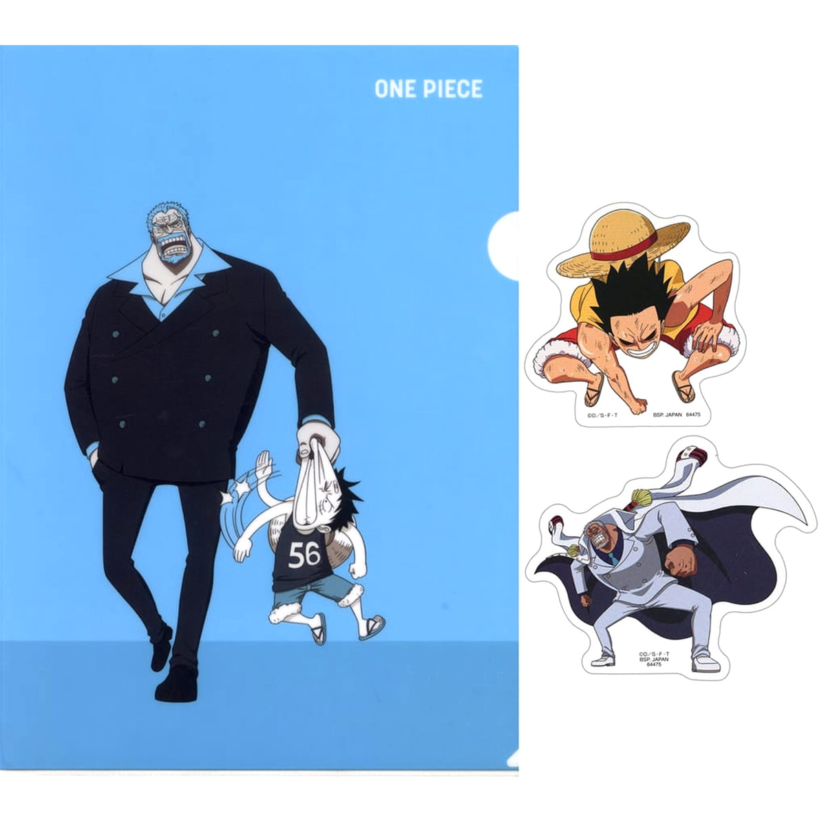 One Piece Monkey D. Luffy Monkey D. Garp Ichiban Kuji Whitebeard Pirates Old Man & Sons A4 Clear File & Sticker Set Prize I [USED]