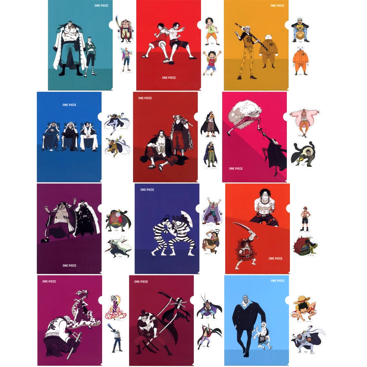 One Piece Edward Newgate & Others All 12 Types Set Ichiban Kuji Whitebeard Pirates Old Man & Sons A4 Clear File & Sticker Set Prize I [USED]