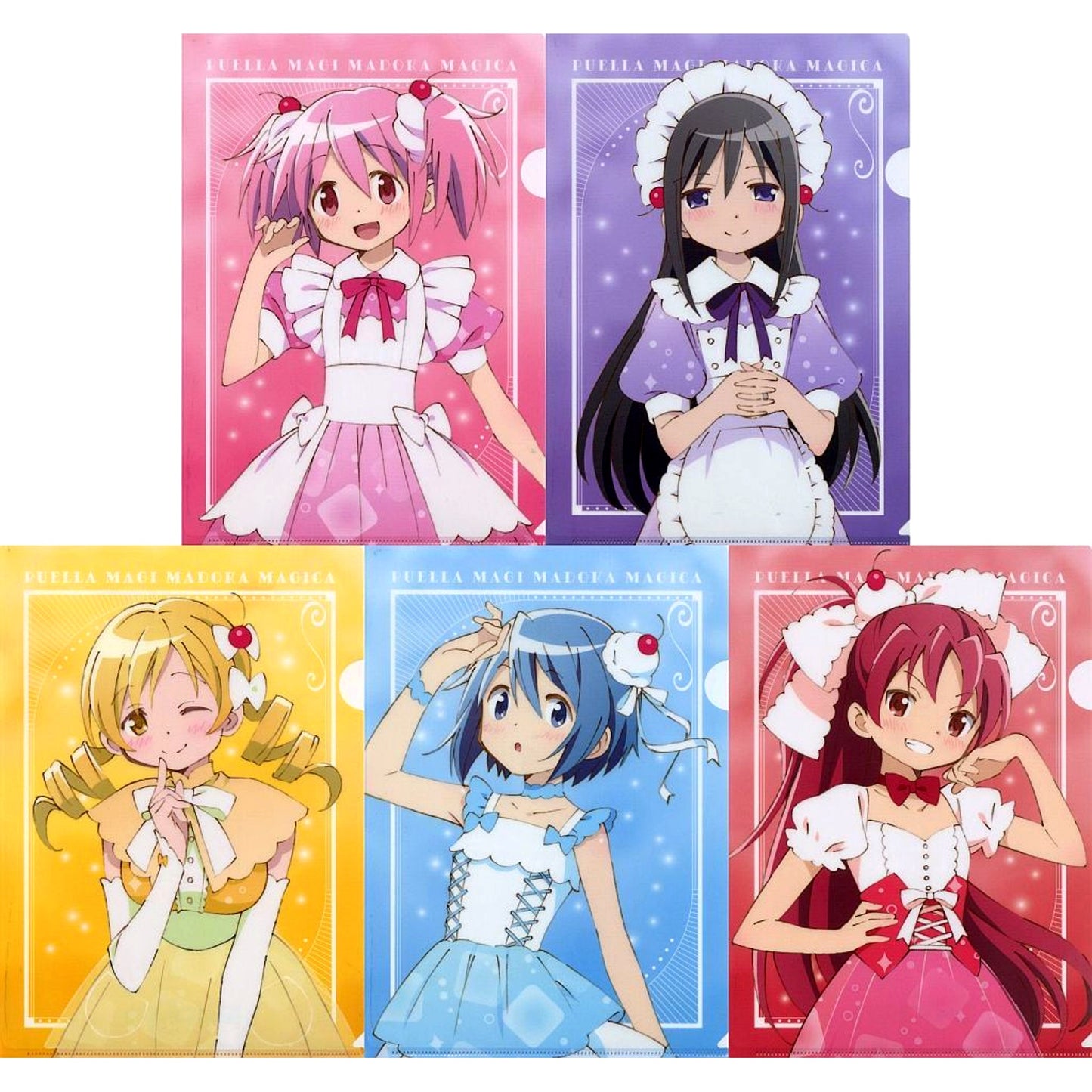 Set of 5 Group A4 Clear File Set Puella Magi Madoka Magica The Movie Rebellion FamilyMart Ltd Goods [USED]