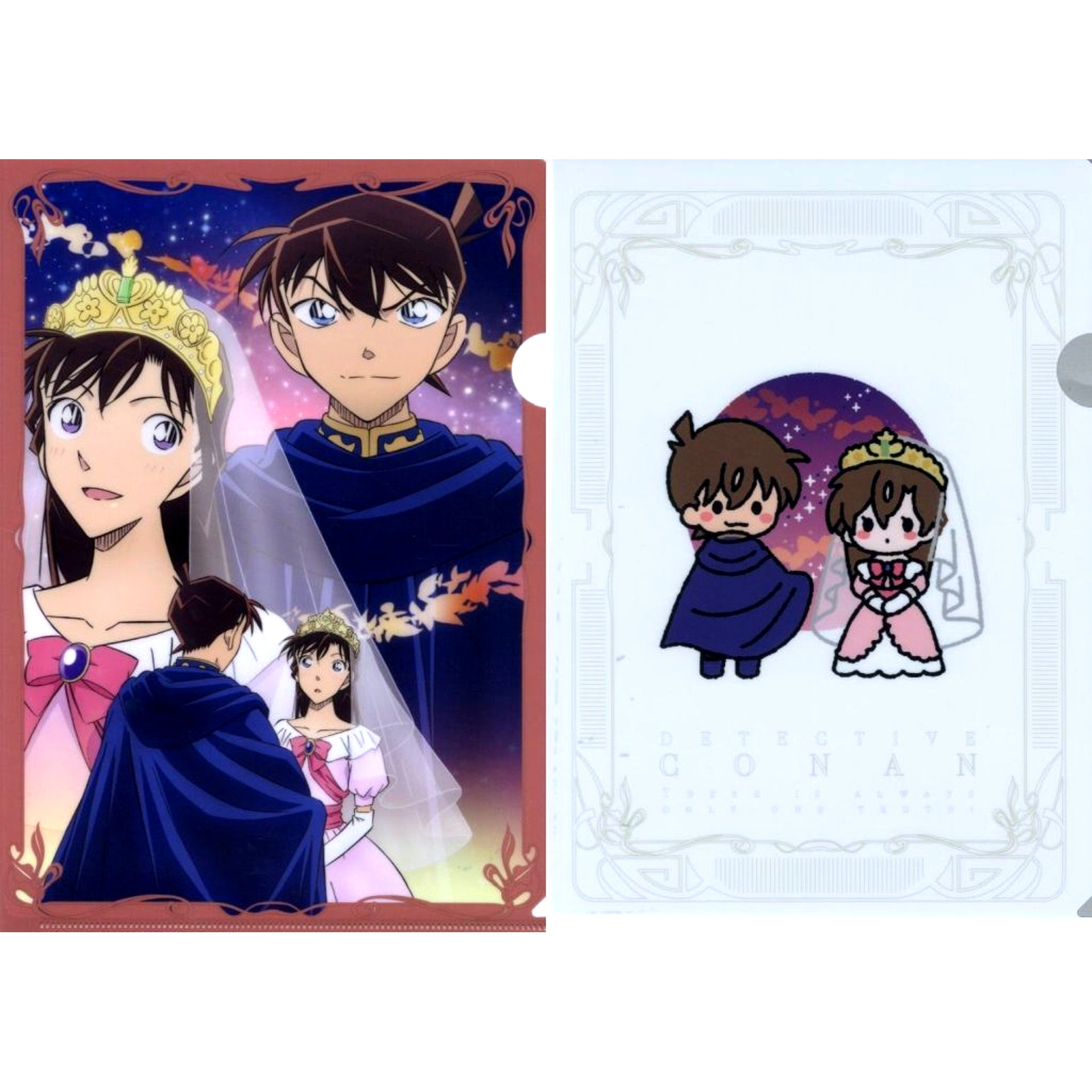 Shinichi Kudo & Ran Mouri - The Desperate Revival The Black Knight K Prize A4 Clear File Set of 2 Sega Lucky Kuji Detective Conan Memorial Cut FILE.2 [USED]