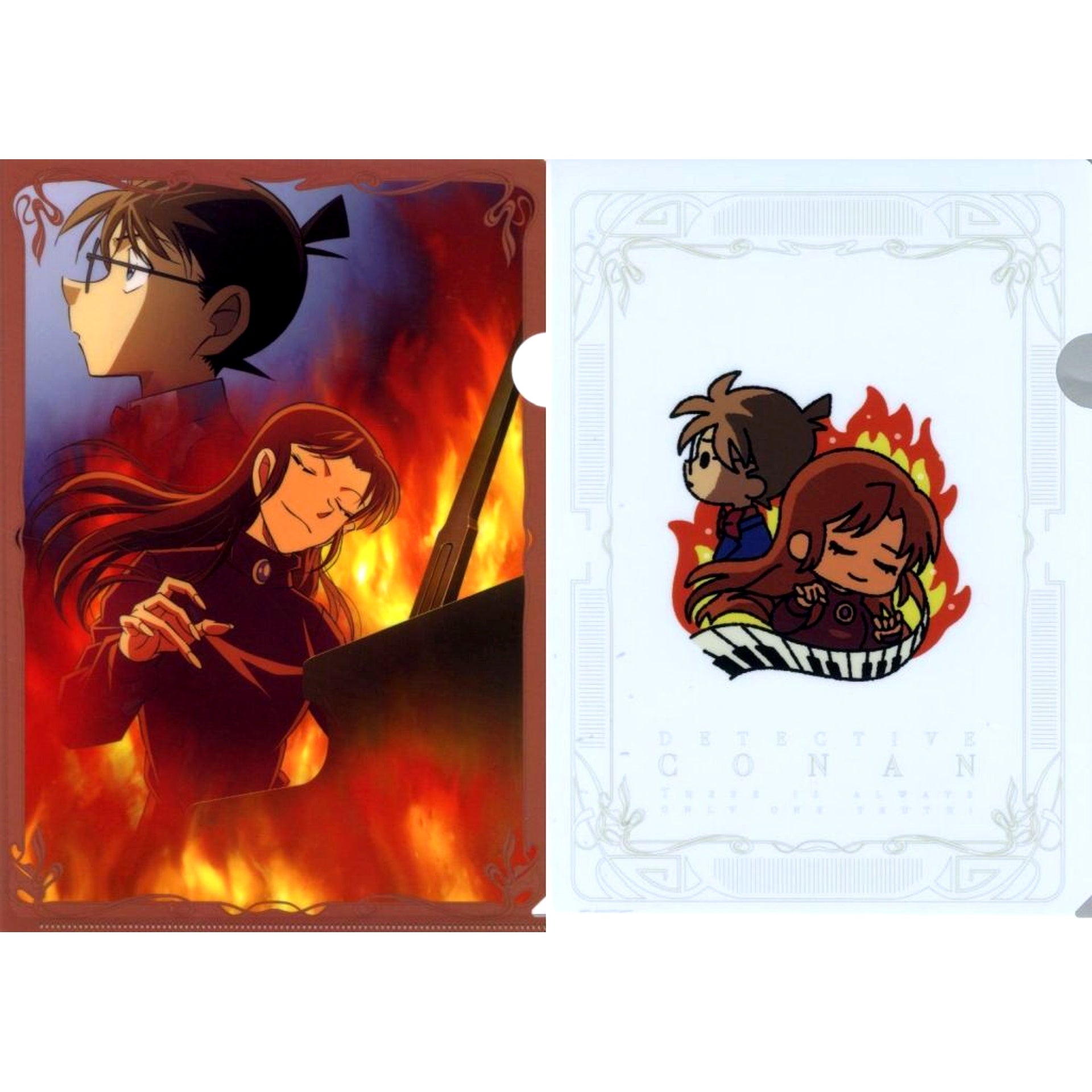 Conan Edogawa & Narumi Asai Moonlight Sonata Murder Case K Prize Detective Conan Memorial Cut FILE.2 A4 Clear File 2 Piece Set Sega Lucky Kuji [USED]