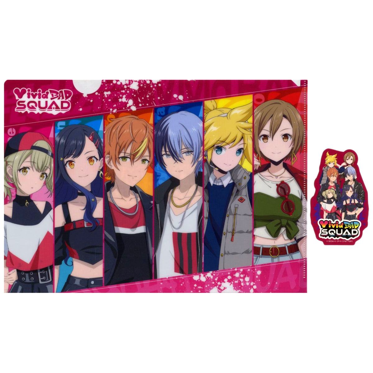 Vivid BAD SQUAD Prize D Project Sekai Movie A Miku Who Cant Sing and a Broken Sekai A4 Clear File & Sticker Set Sega Lucky Kuji [USED]