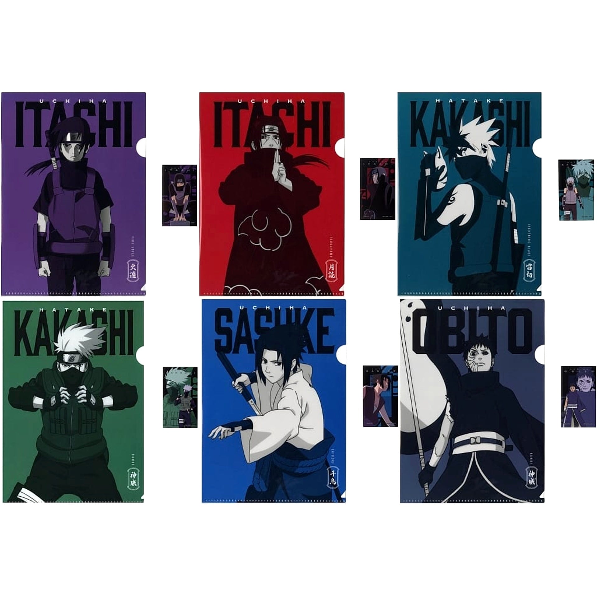 Naruto: Shippuden Itachi Uchiha & Others All 6 Types Set Ichiban Kuji Crimson Eyes that Reflect the Heart A4 Clear File & Sticker Prize H [USED]