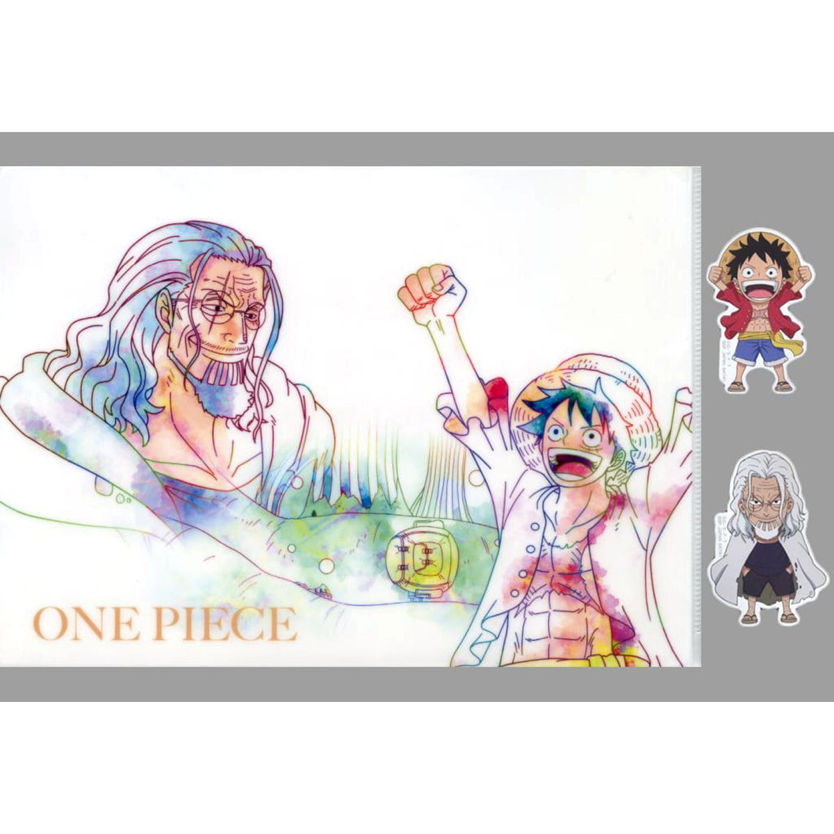 One Piece Silvers Rayleigh Monkey D. Luffy Ichiban Kuji Roger Pirates Legendary Pirate A4 Clear File & Sticker Set Prize I [USED]