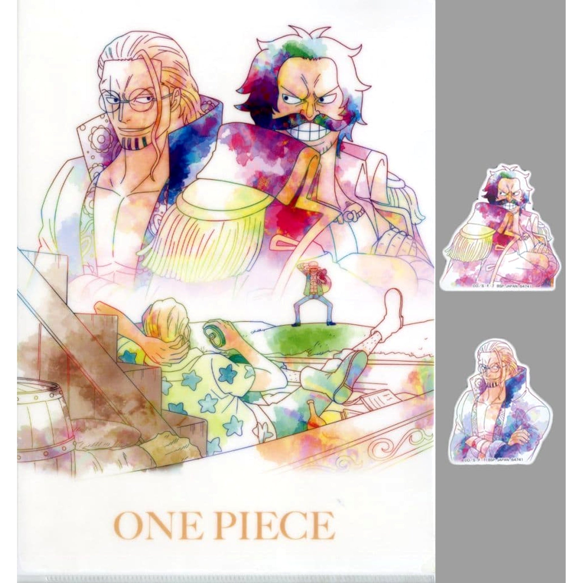 One Piece Silvers Rayleigh Gol D. Roger Ichiban Kuji Roger Pirates Legendary Pirate A4 Clear File & Sticker Set Prize I [USED]