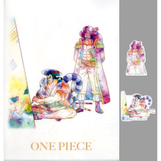 One Piece Oden Kozuki Gol D. Roger Ichiban Kuji Roger Pirates Legendary Pirate A4 Clear File & Sticker Set Prize I [USED]