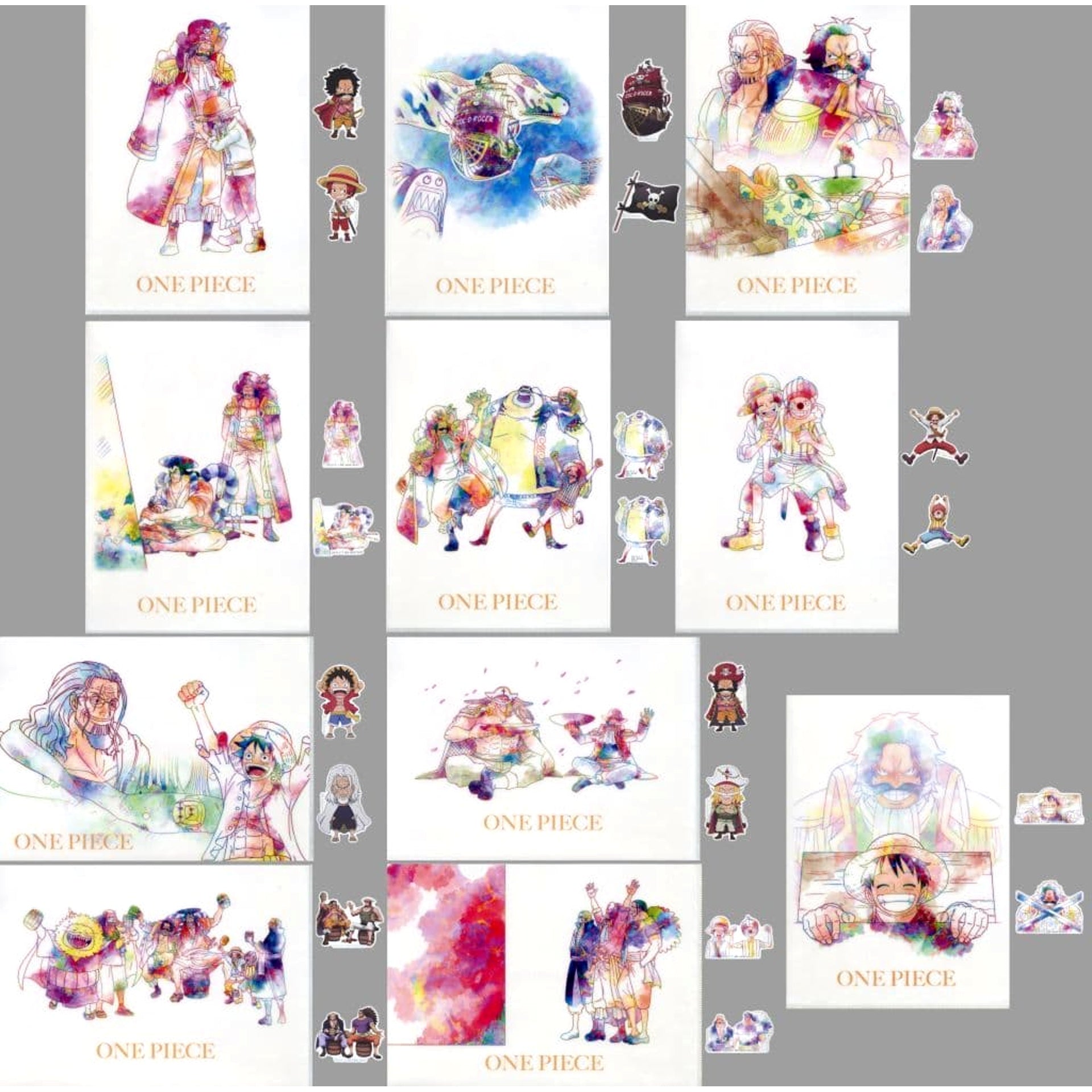 One Piece Gol D. Roger & Others All 11 Types Set Ichiban Kuji Roger Pirates Legendary Pirate A4 Clear File & Sticker Set Prize I [USED]