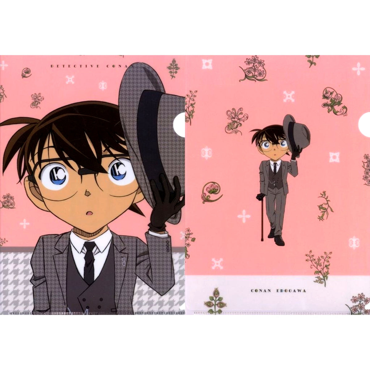 Conan Edogawa K Prize Detective Conan Vintage Look A4 Clear File 2 Piece Set Sega Lucky Kuji [USED]