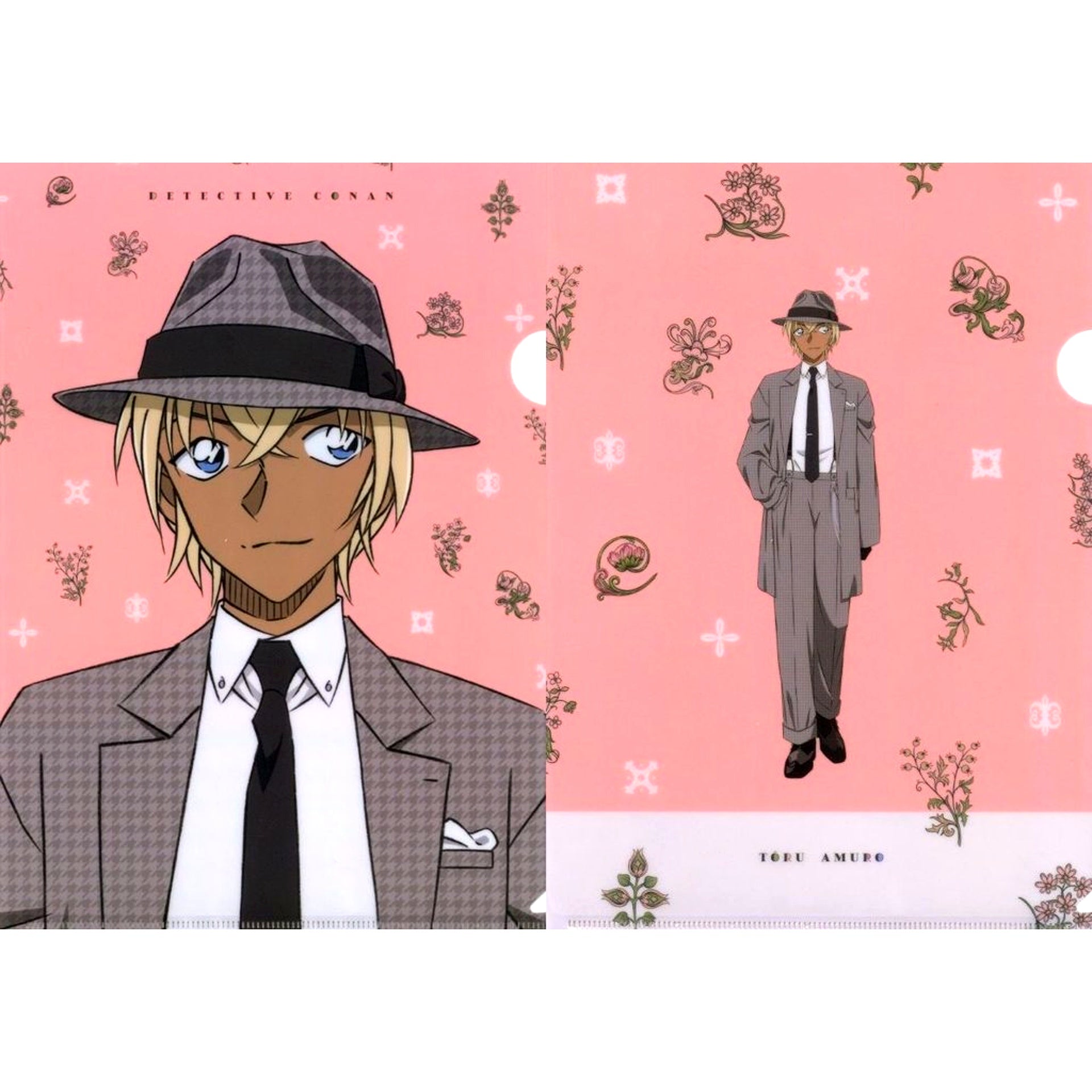 Toru Amuro K Prize Detective Conan Vintage Look A4 Clear File 2 Piece Set Sega Lucky Kuji [USED]