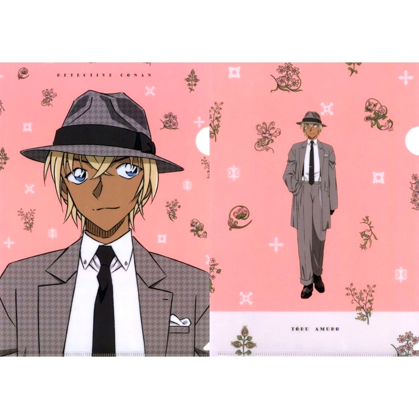 Toru Amuro K Prize Detective Conan Vintage Look A4 Clear File 2 Piece Set Sega Lucky Kuji [USED]