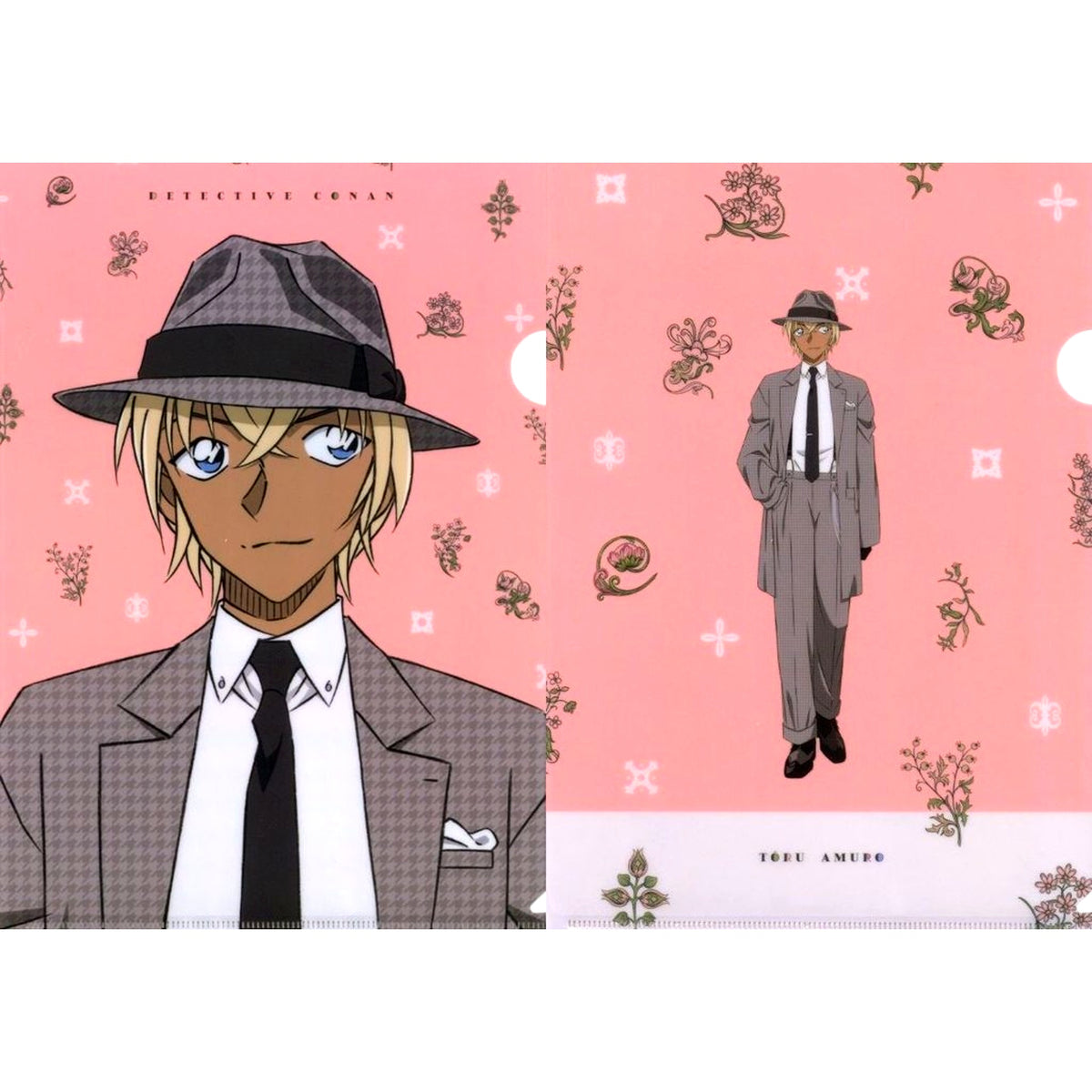 Toru Amuro K Prize Detective Conan Vintage Look A4 Clear File 2 Piece Set Sega Lucky Kuji [USED]
