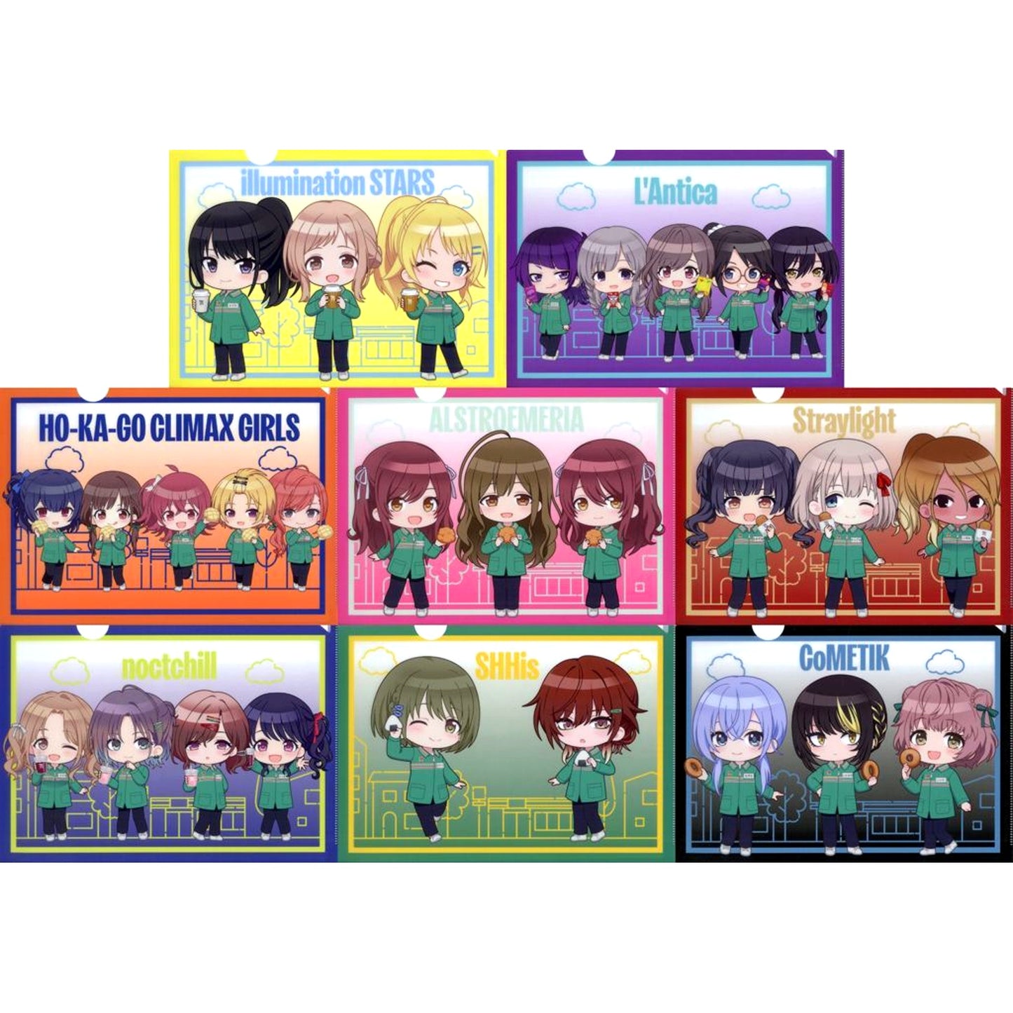 Group A4 Mini Character Clear File Set of 8 Idolmaster Shiny Colors Seven Net Limited [USED]